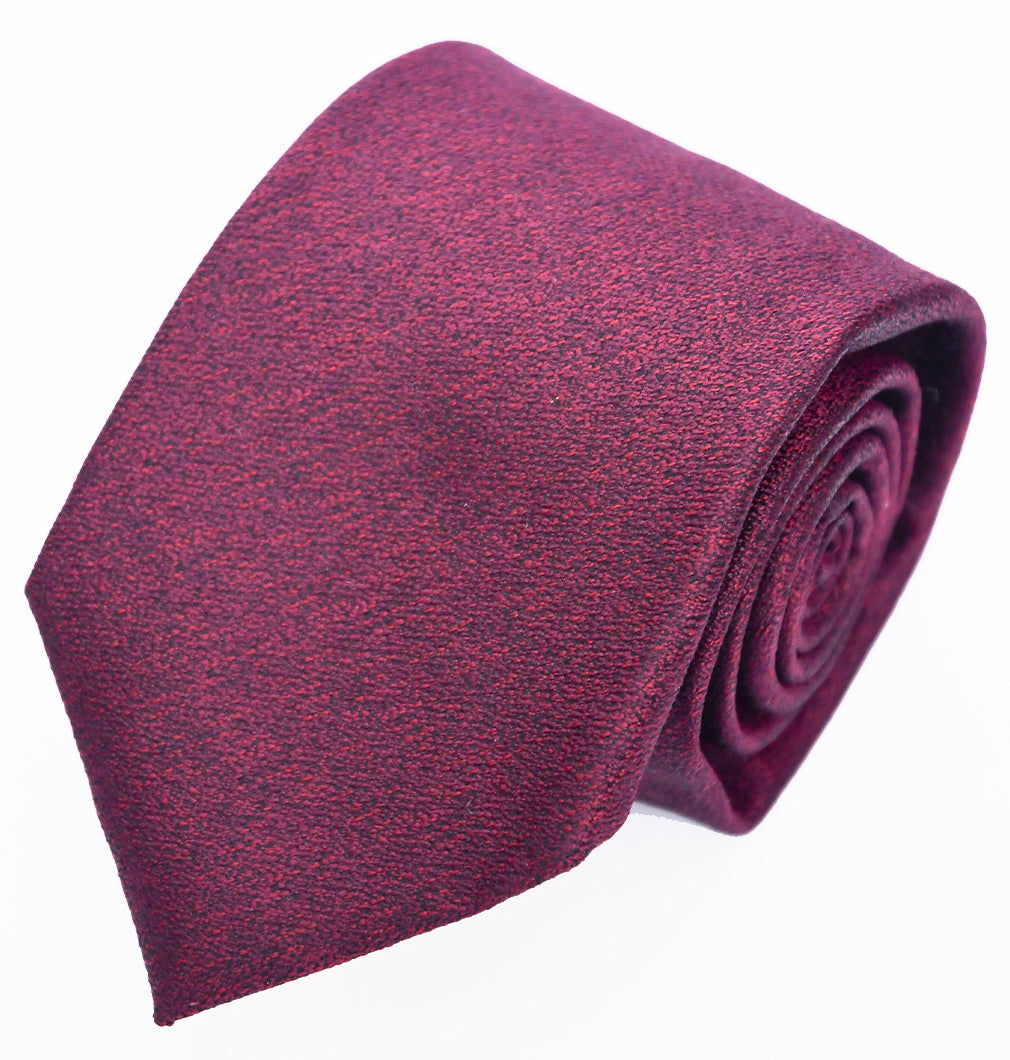Franco Spada ( フランコスパダ ) ヴィンテージ調梨地ミックス無地ネクタイ:ボルドー