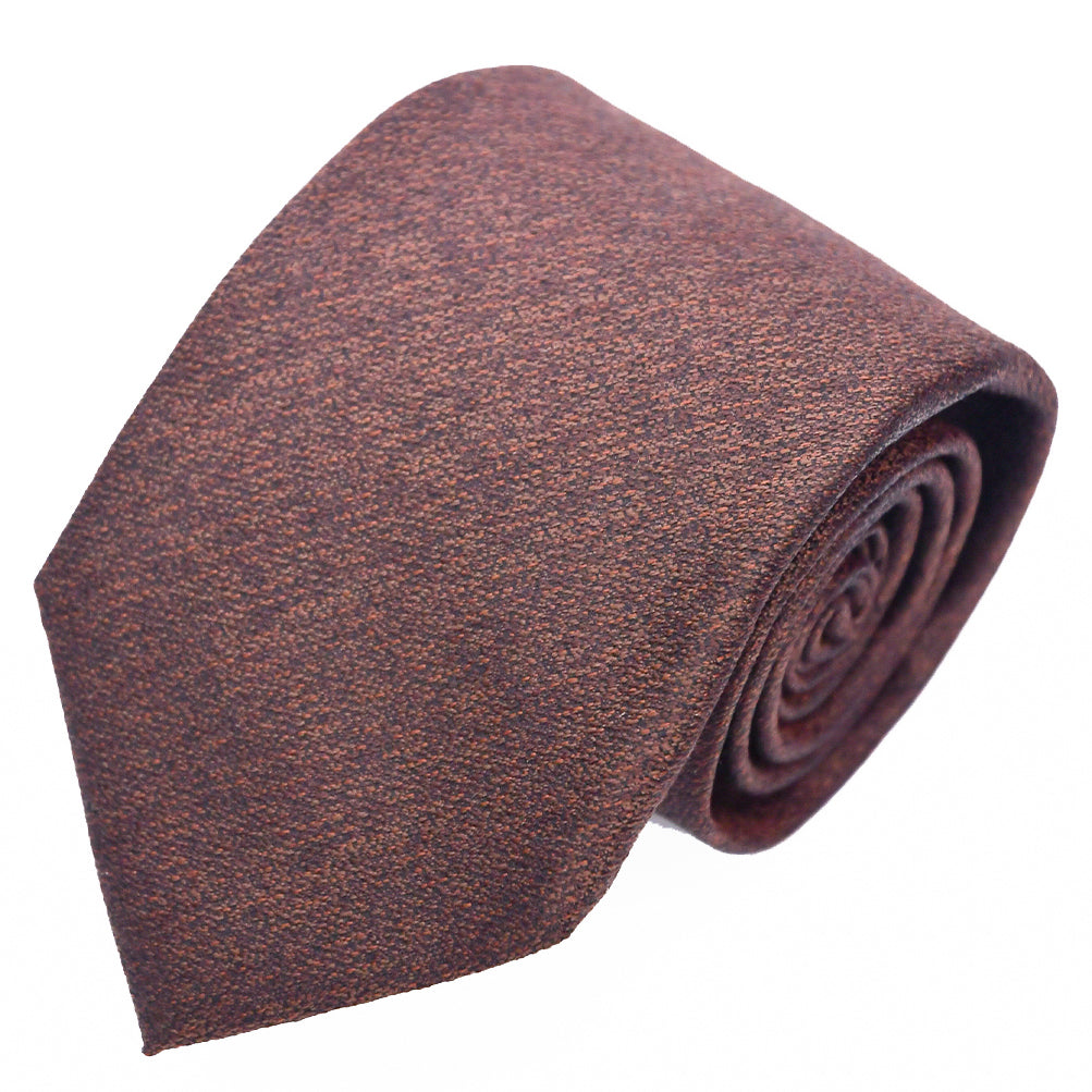 Franco Spada ( フランコスパダ ) ヴィンテージ調梨地ミックス無地ネクタイ:ブラウン