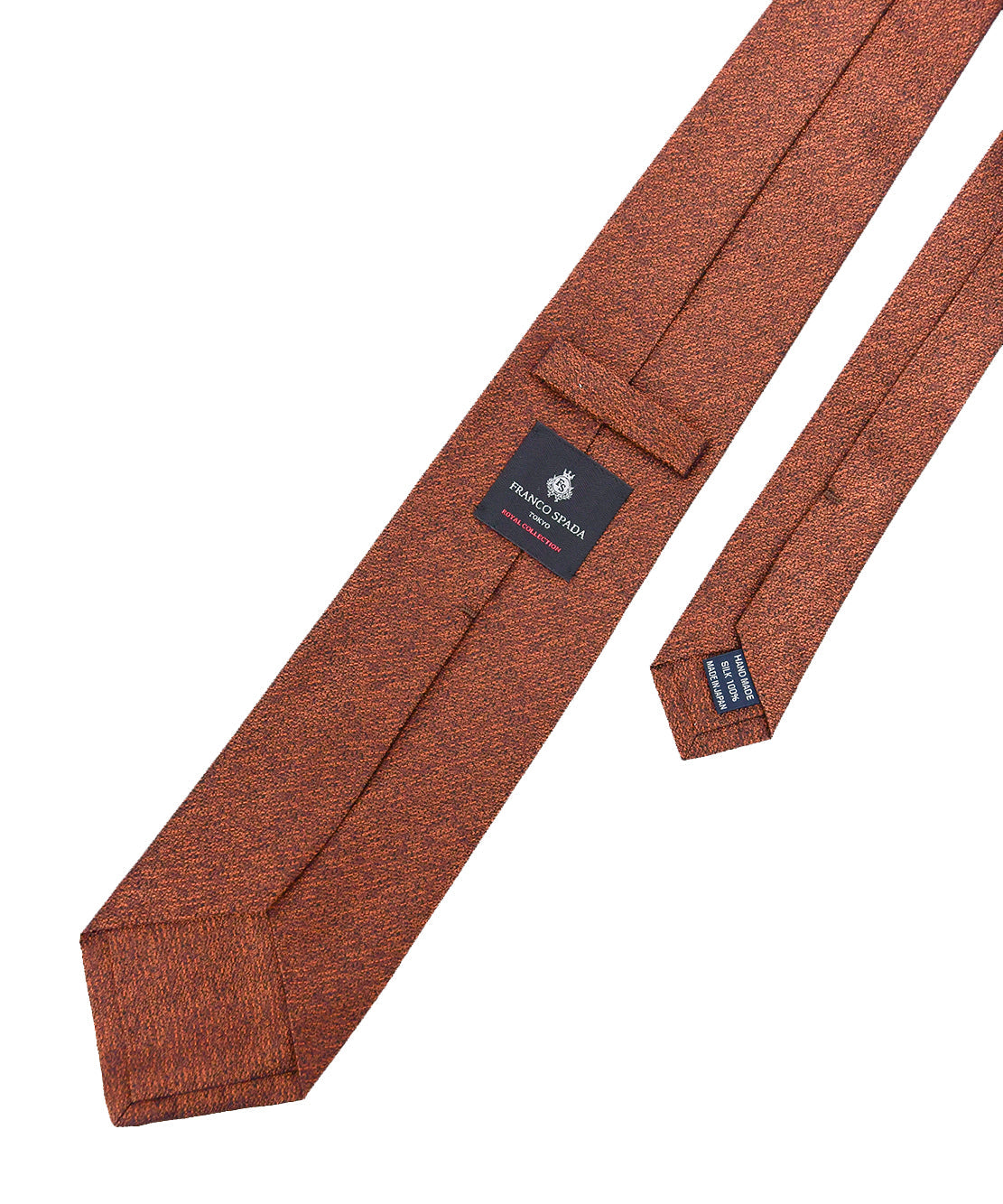 Franco Spada ( フランコスパダ ) ヴィンテージ調梨地ミックス無地ネクタイ:オレンジ