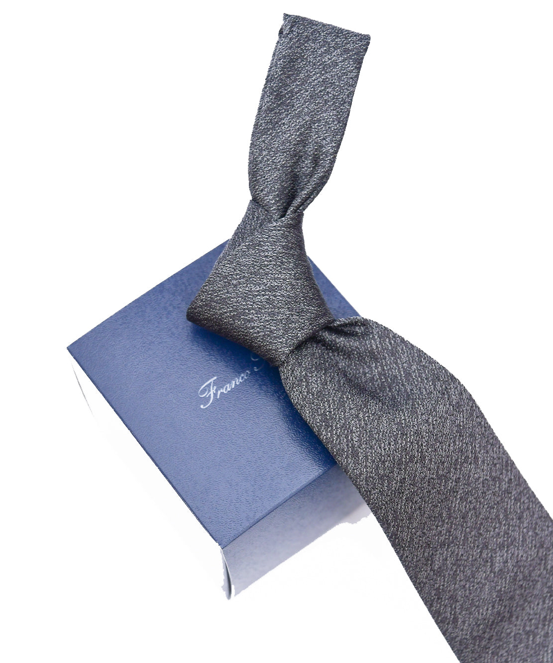Franco Spada ( フランコスパダ ) ヴィンテージ調梨地ミックス無地ネクタイ:スチールグレー