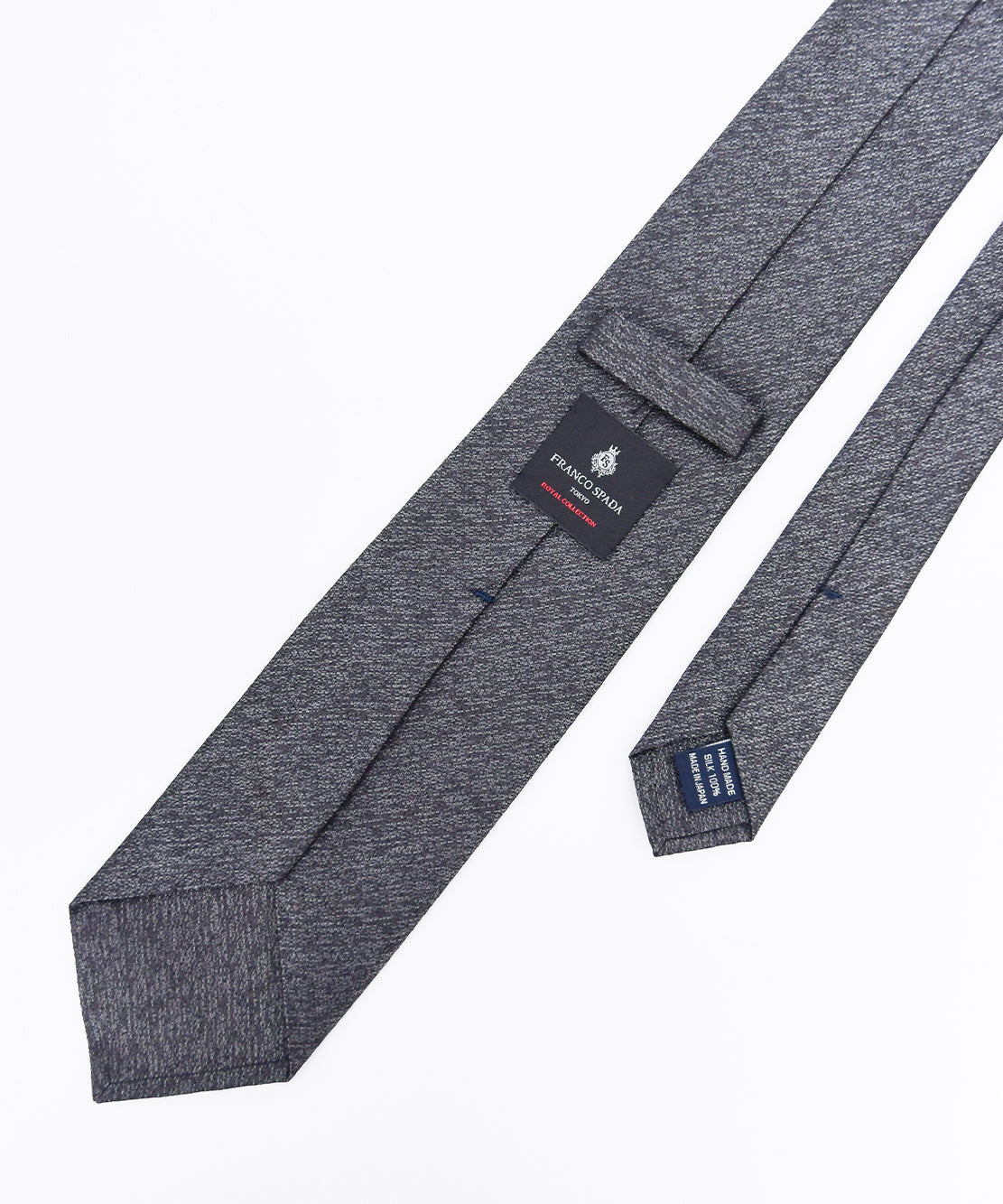 Franco Spada ( フランコスパダ ) ヴィンテージ調梨地ミックス無地ネクタイ:スチールグレー