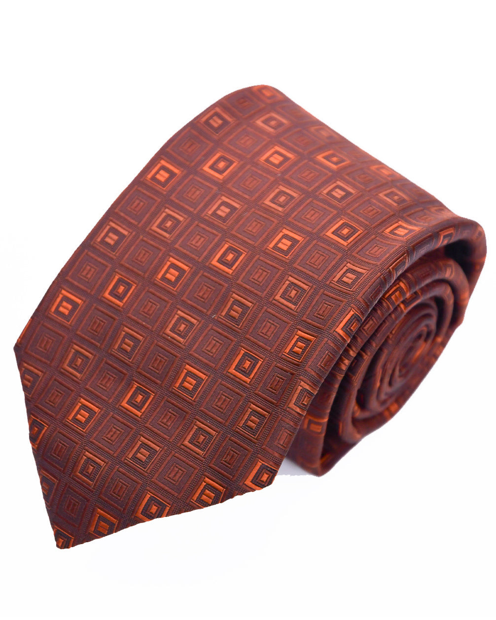Franco Spada ( フランコスパダ ) ヴィンテージスクエアジオメトリックネクタイ:ブラウン×オレンジ