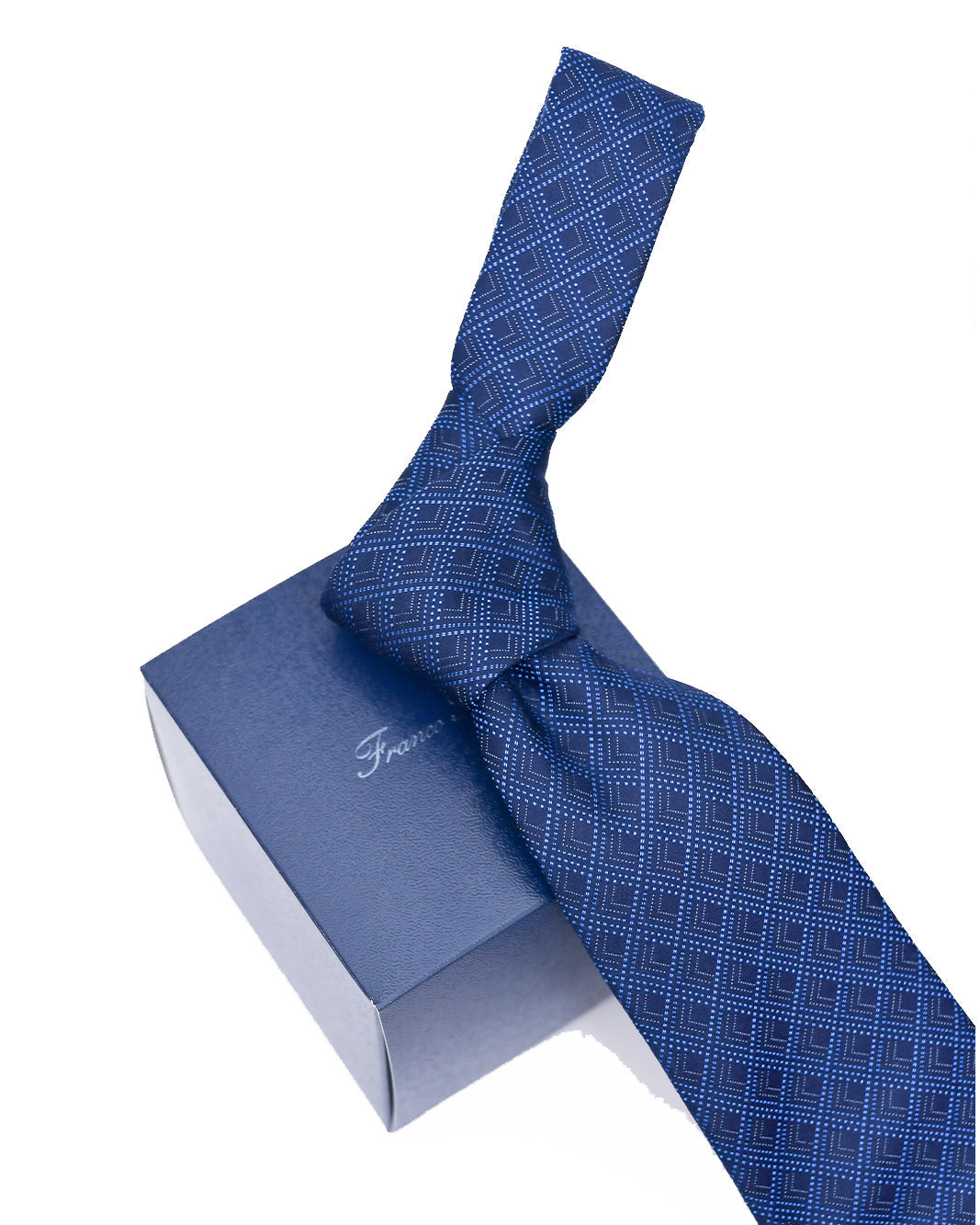 Franco Spada ( フランコスパダ ) NEW江戸切子ジャガードモチーフネクタイ:ネイビー×ブルー