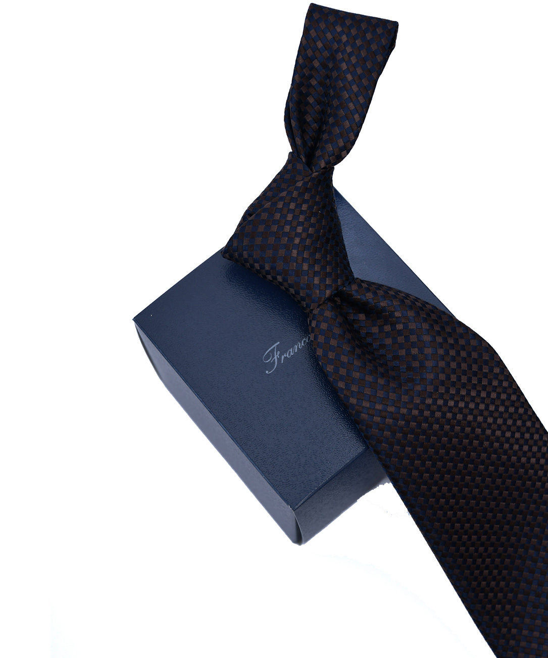 Franco spada ( フランコスパダ ) バスケットグラデーション無地調ネクタイ:ネイビー×ブラウン