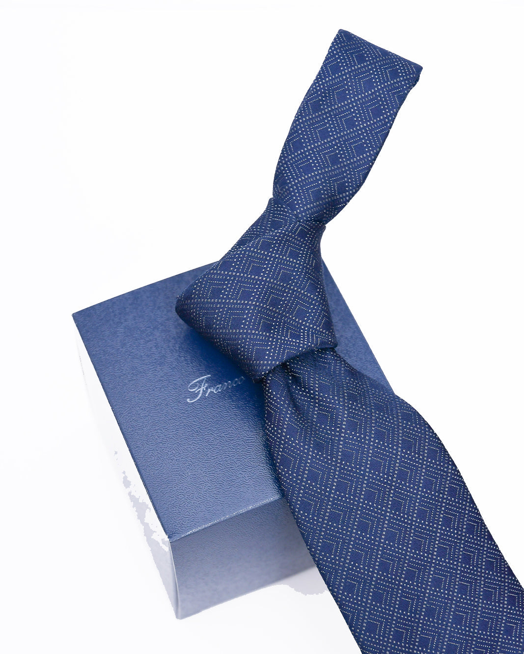 Franco Spada ( フランコスパダ ) NEW江戸切子ジャガードモチーフネクタイ:ネイビー×グレー