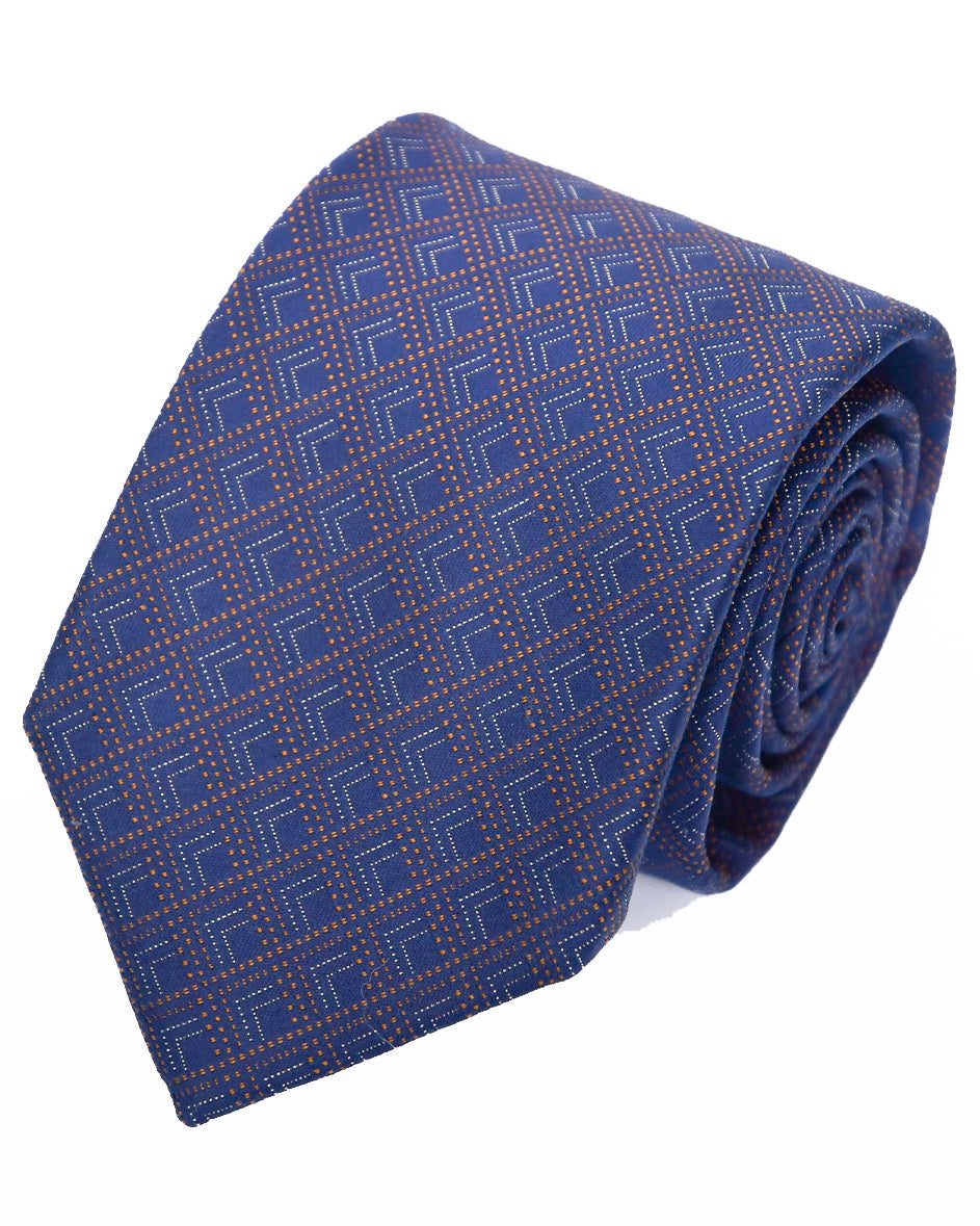 Franco Spada ( フランコスパダ ) NEW江戸切子ジャガードモチーフネクタイ:ネイビー×ブラウン