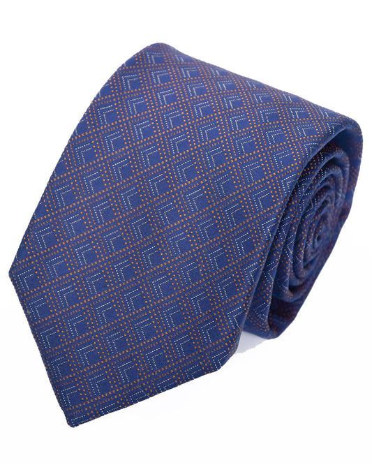 Franco Spada ( フランコスパダ ) NEW江戸切子ジャガードモチーフネクタイ:ネイビー×ブラウン