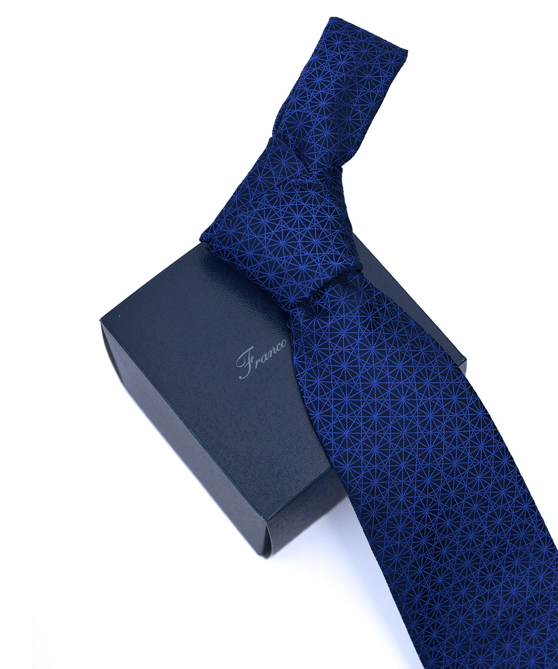 Franco Spada ( フランコスパダ )  江戸切子ジャガードモチーフネクタイ:ネイビー×ロイヤルブルー