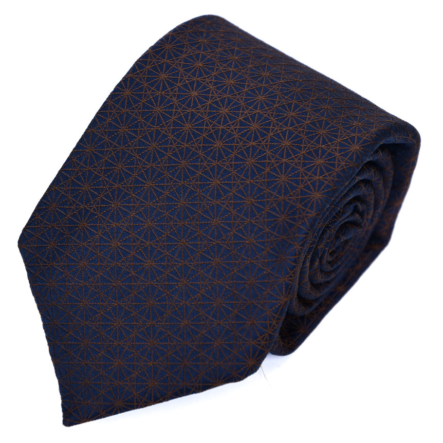 Franco Spada ( フランコスパダ )  江戸切子ジャガードモチーフネクタイ:ネイビー×ブラウン