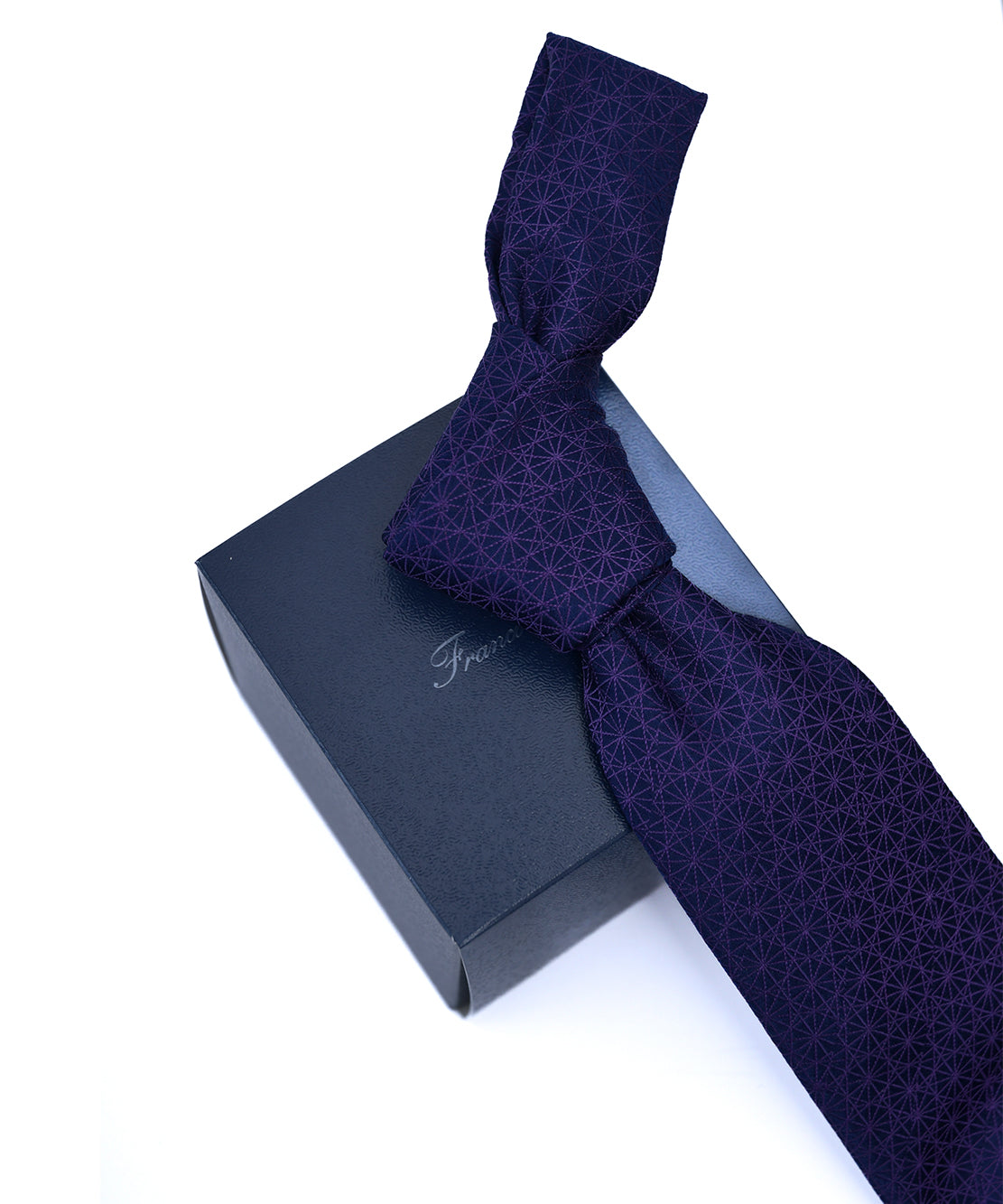 Franco Spada ( フランコスパダ )  江戸切子ジャガードモチーフネクタイ:ネイビーパープル
