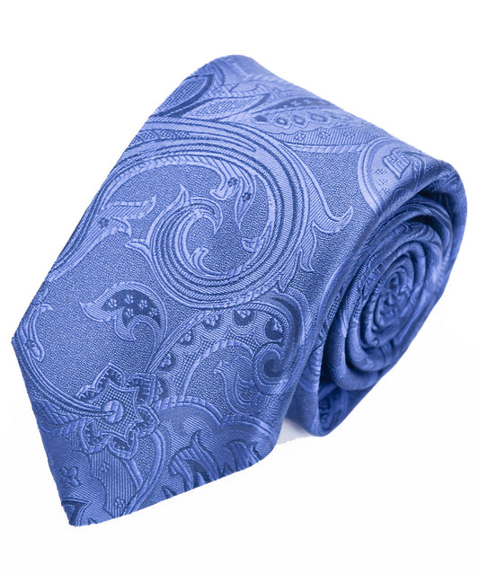 Franco Spada ( フランコスパダ ) ヴィンテージ更紗ペーズリー無地調ネクタイ:ロイヤルダークブルー