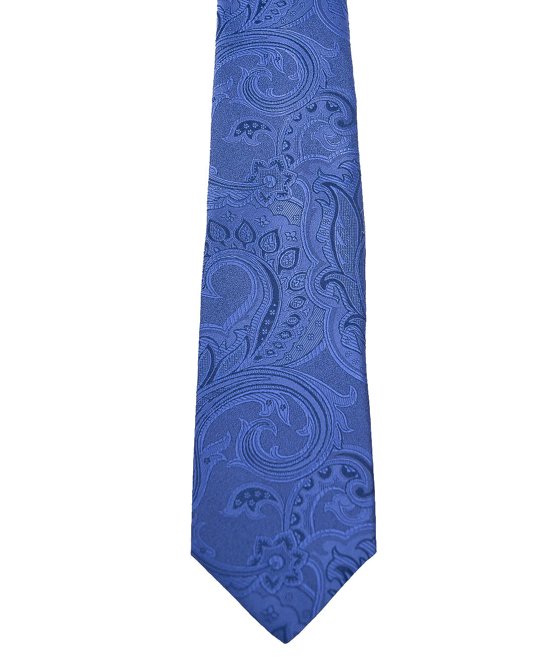Franco Spada ( フランコスパダ ) ヴィンテージ更紗ペーズリー無地調ネクタイ:ロイヤルダークブルー