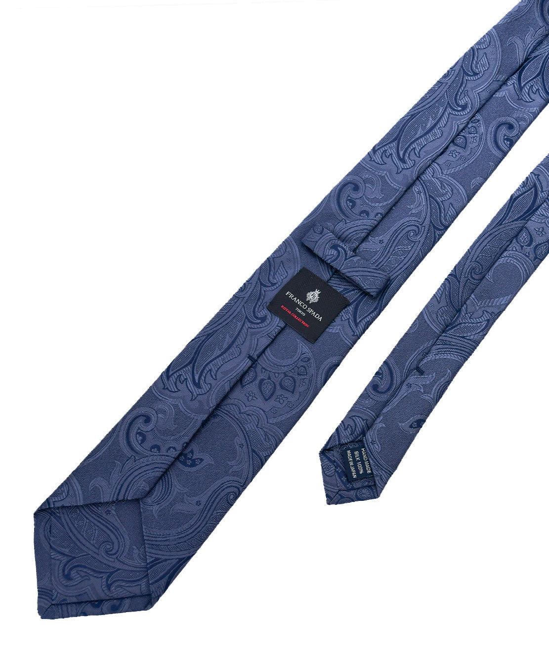 Franco Spada ( フランコスパダ ) ヴィンテージ更紗ペーズリー無地調ネクタイ:スチールグレー