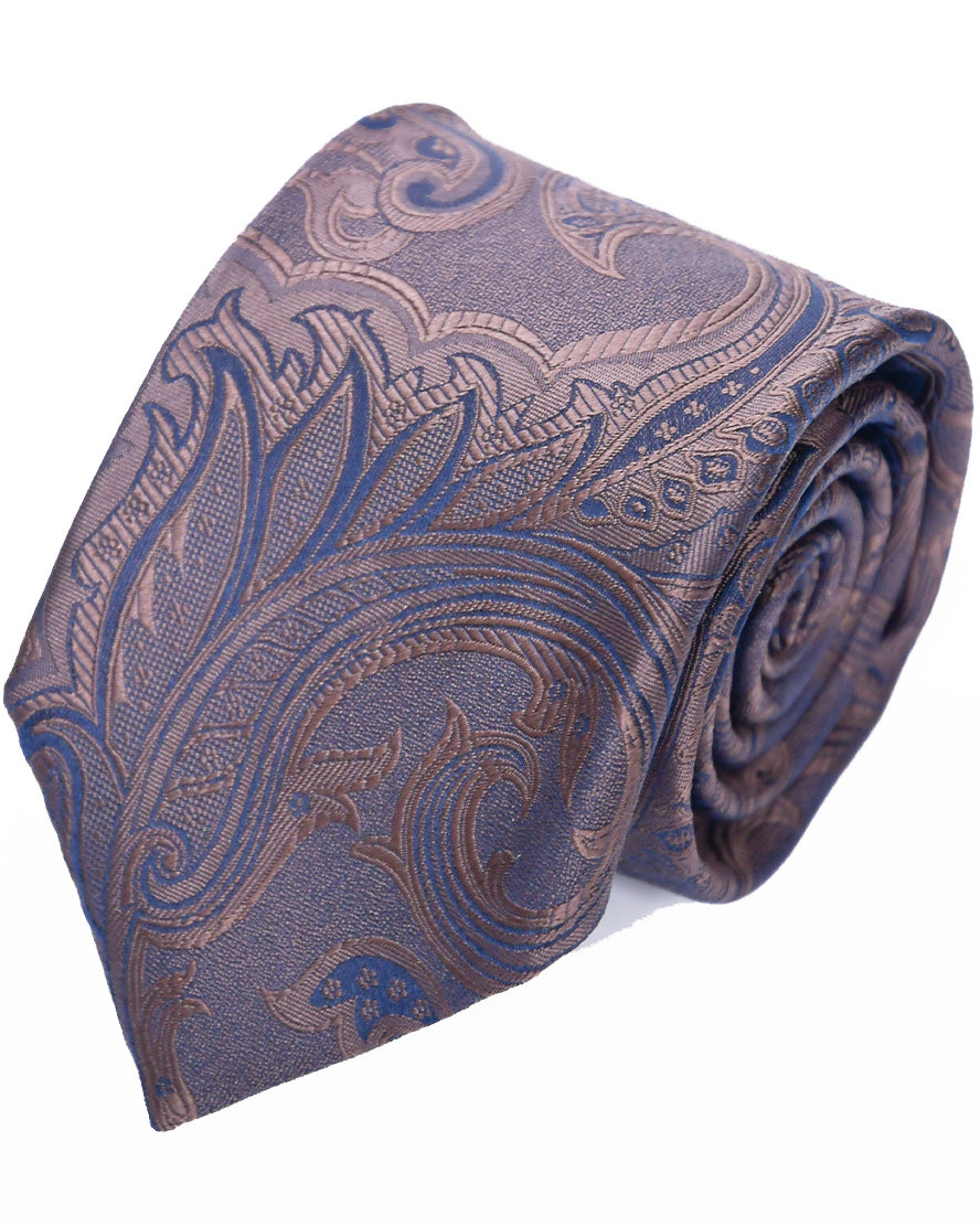 Franco Spada ( フランコスパダ ) ヴィンテージ更紗ペーズリー無地調ネクタイ:ブラウン