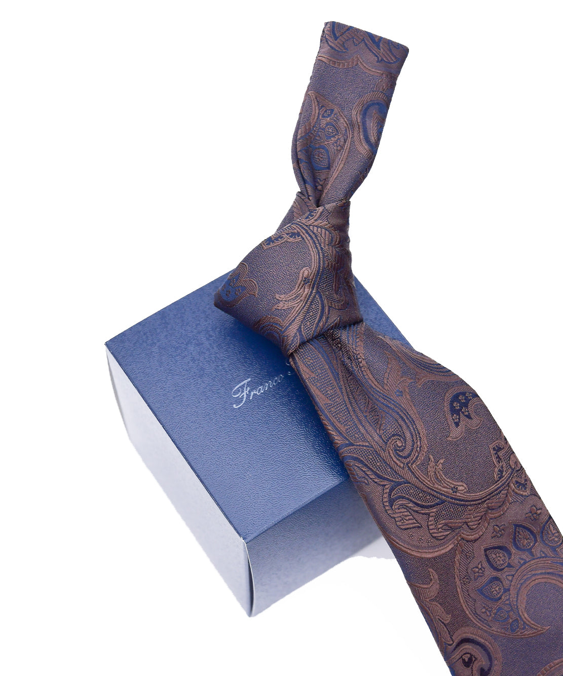 Franco Spada ( フランコスパダ ) ヴィンテージ更紗ペーズリー無地調ネクタイ:ブラウン