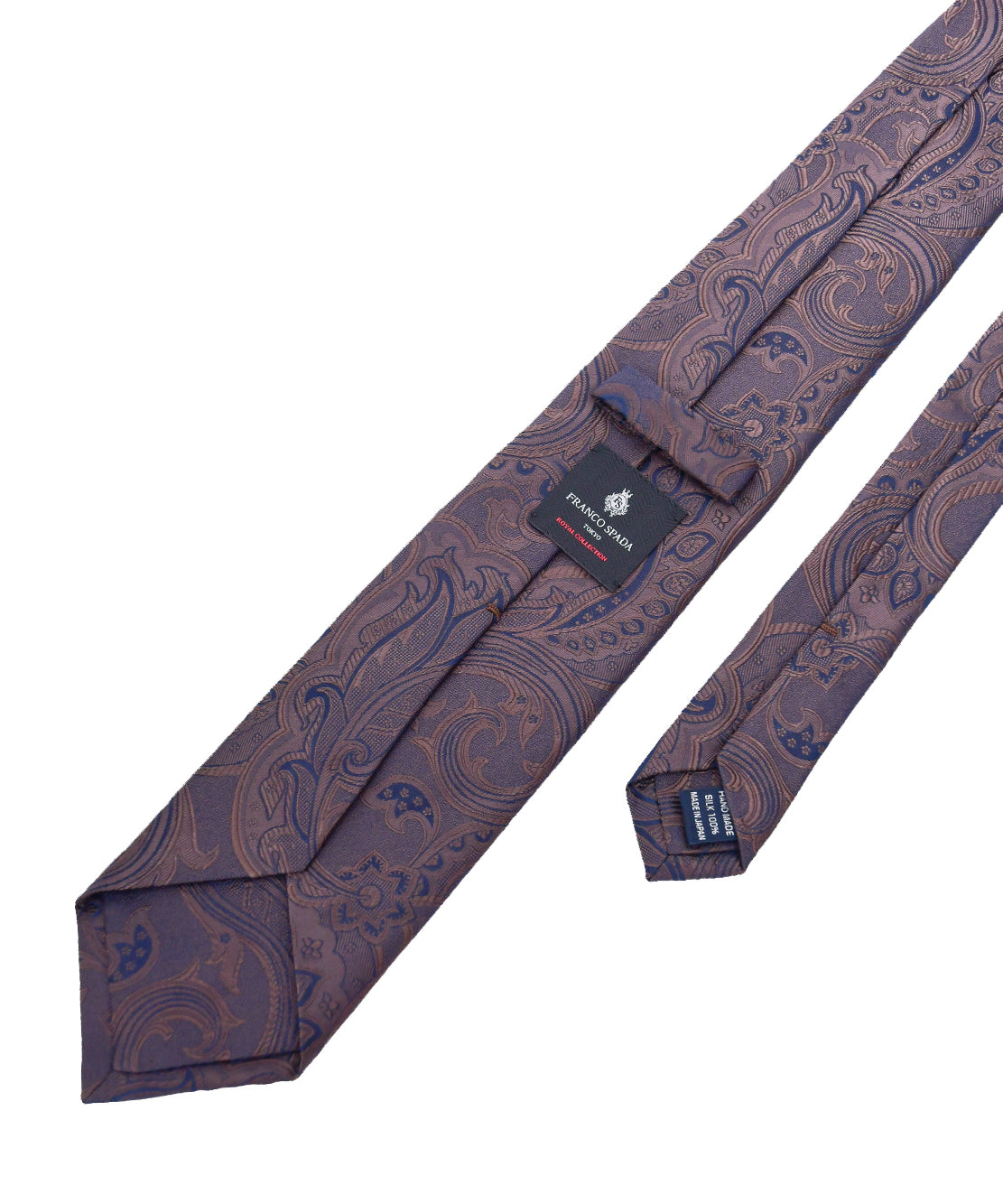 Franco Spada ( フランコスパダ ) ヴィンテージ更紗ペーズリー無地調ネクタイ:ブラウン