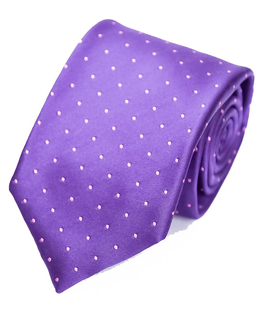 Franco Spada ( フランコスパダ )  クラシックサテン小ドットネクタイ:ロイヤルパープル×ピンク
