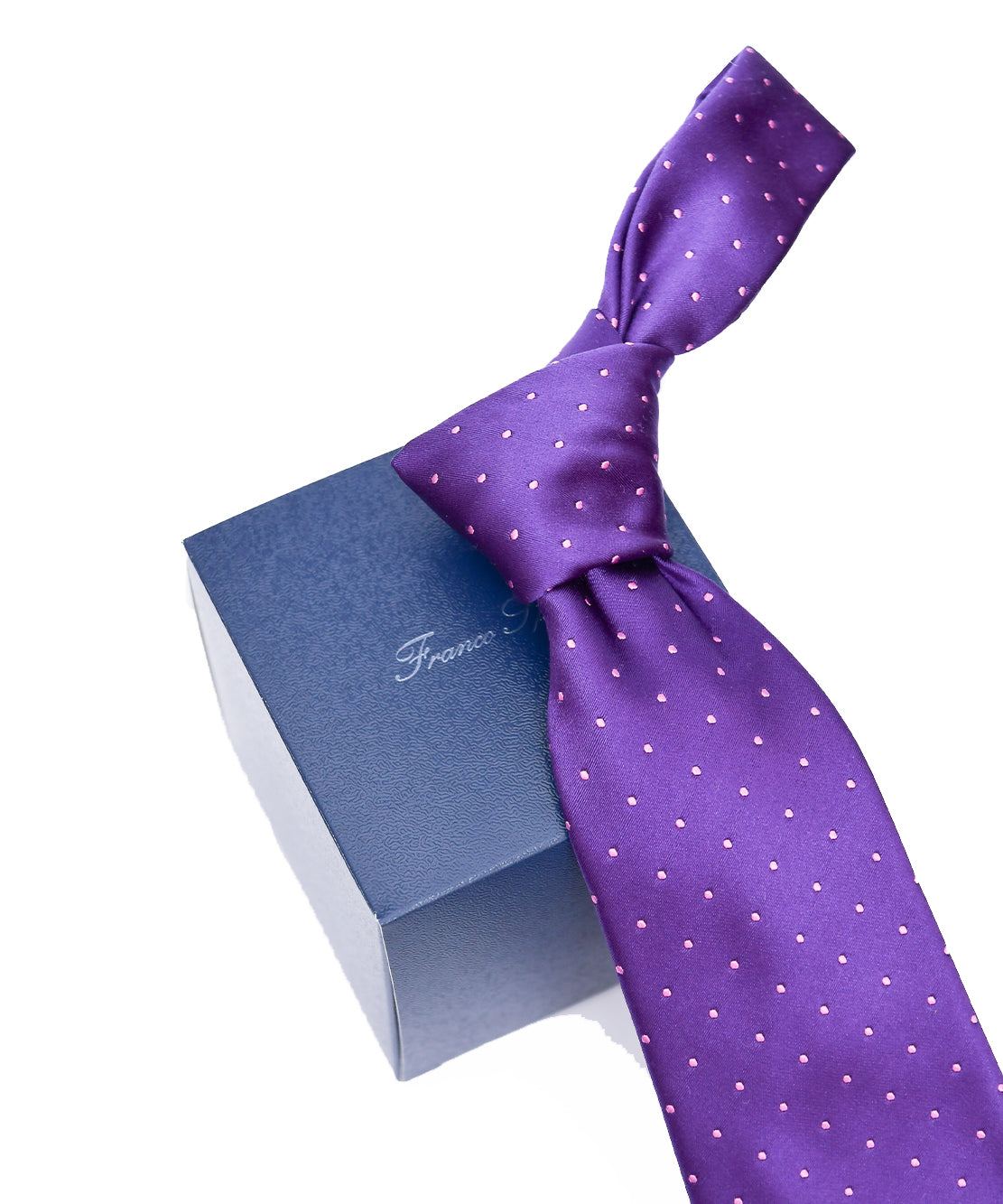Franco Spada ( フランコスパダ )  クラシックサテン小ドットネクタイ:ロイヤルパープル×ピンク