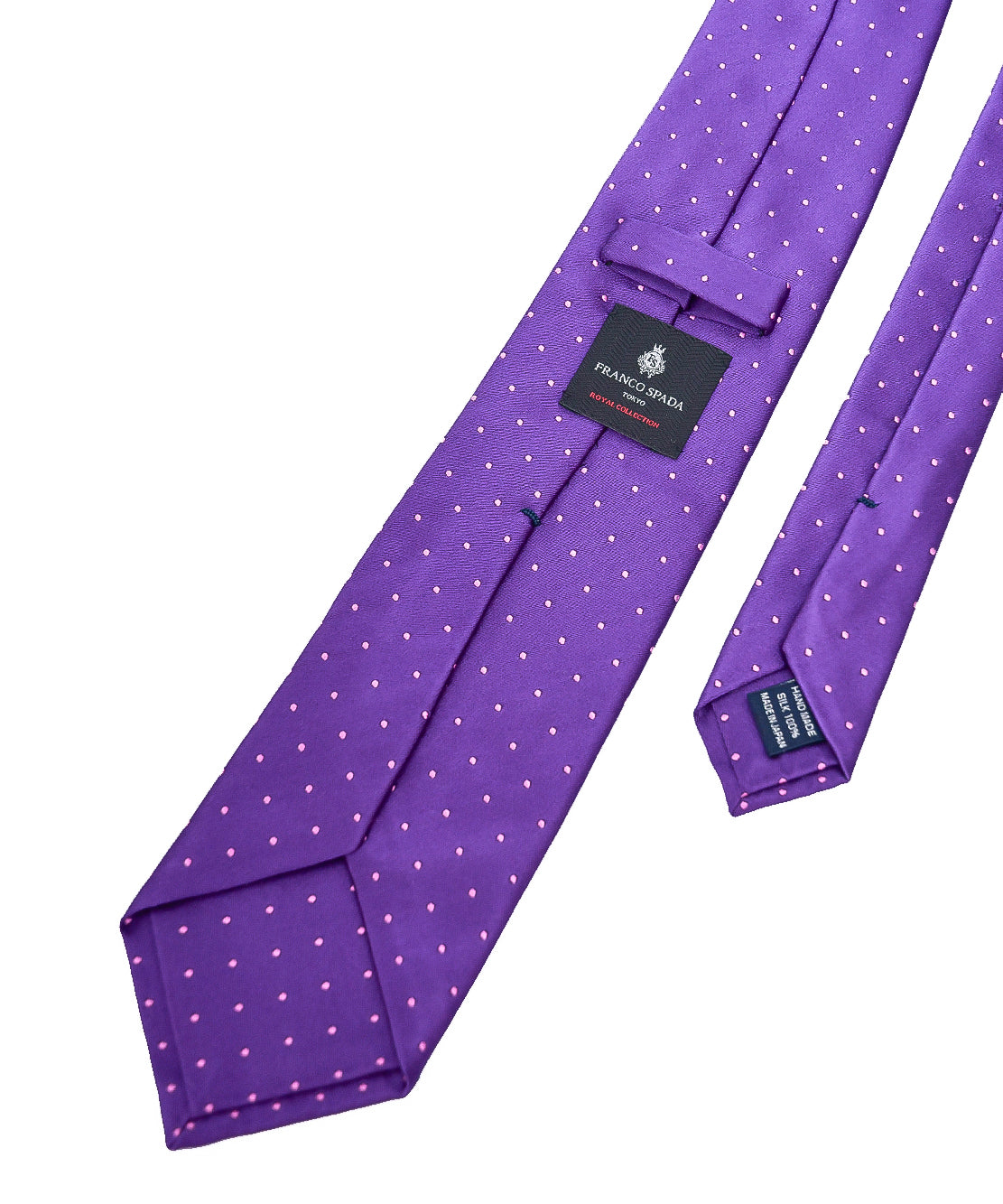 Franco Spada ( フランコスパダ )  クラシックサテン小ドットネクタイ:ロイヤルパープル×ピンク