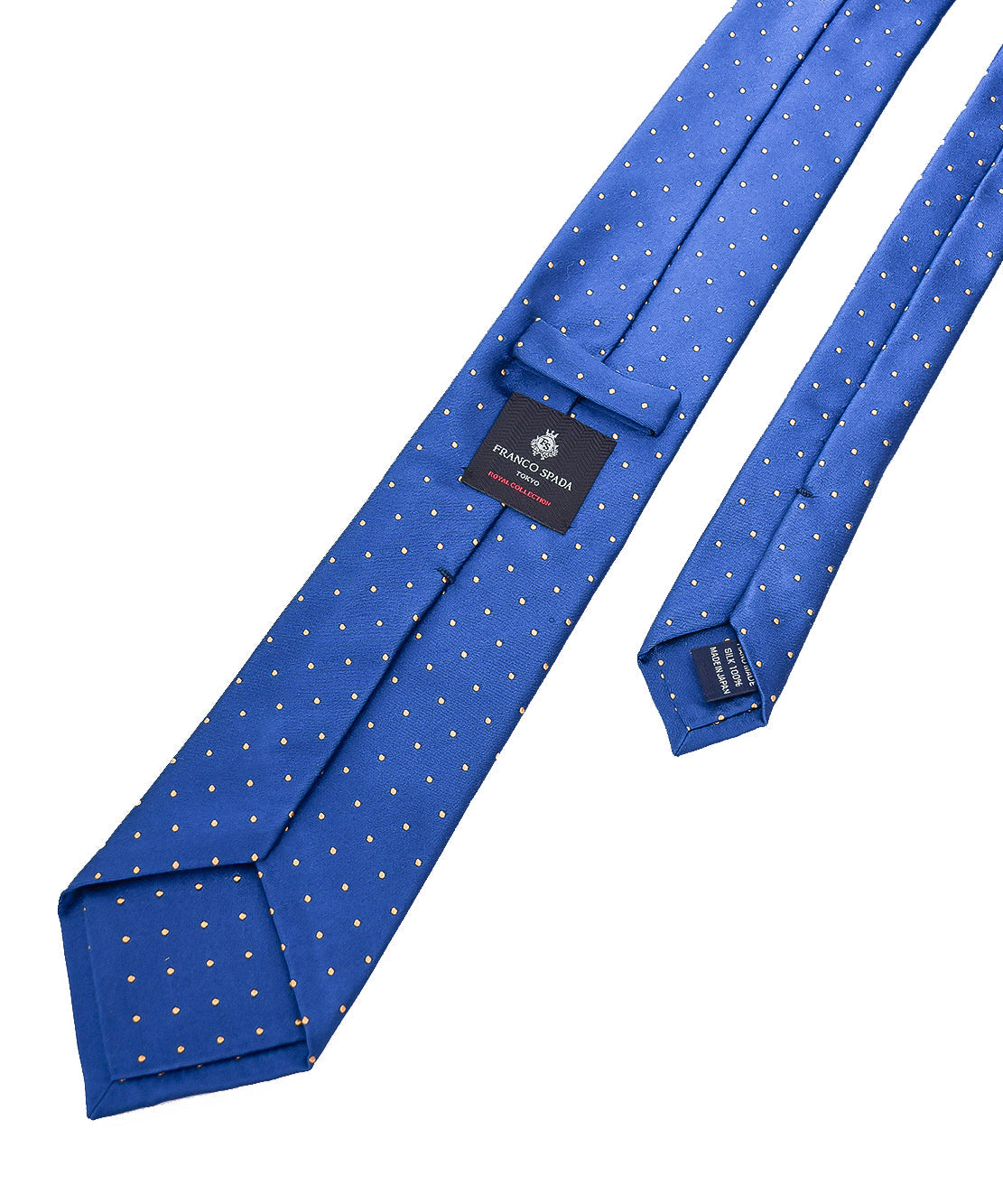 Franco Spada ( フランコスパダ ) クラシックサテン小ドットネクタイ:ロイヤルブルー×イエロー