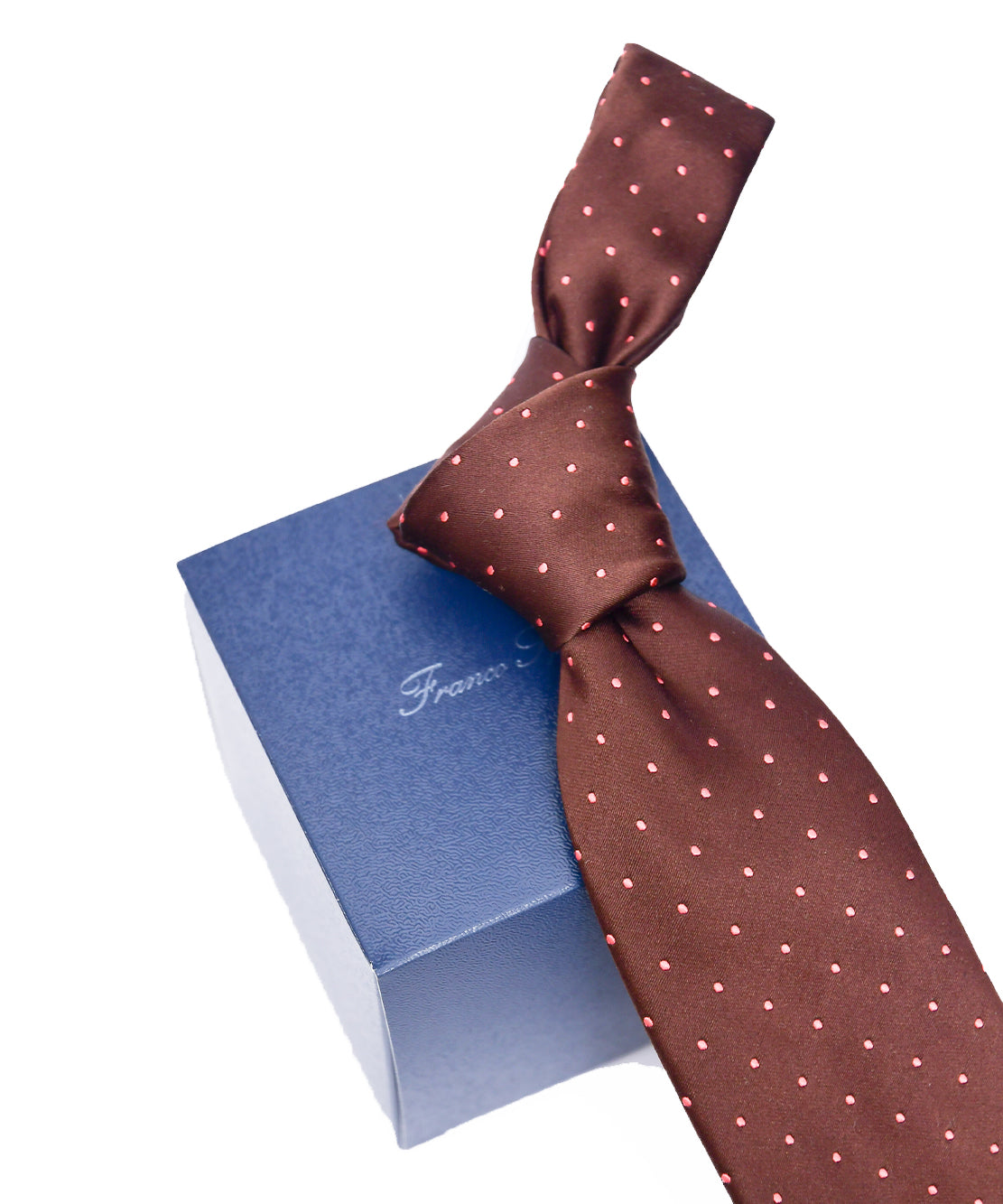 Franco Spada ( フランコスパダ )  クラシックサテン小ドットネクタイ:ココアブラウン×アプリコットオレンジ