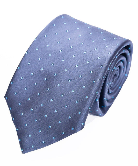Franco Spada ( フランコスパダ ) クラシックサテン小ドットネクタイ:スチールグレー×ターコイズ