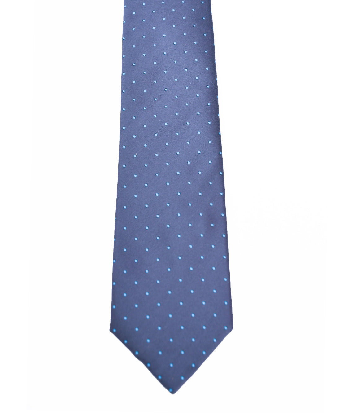 Franco Spada ( フランコスパダ ) クラシックサテン小ドットネクタイ:スチールグレー×ターコイズ
