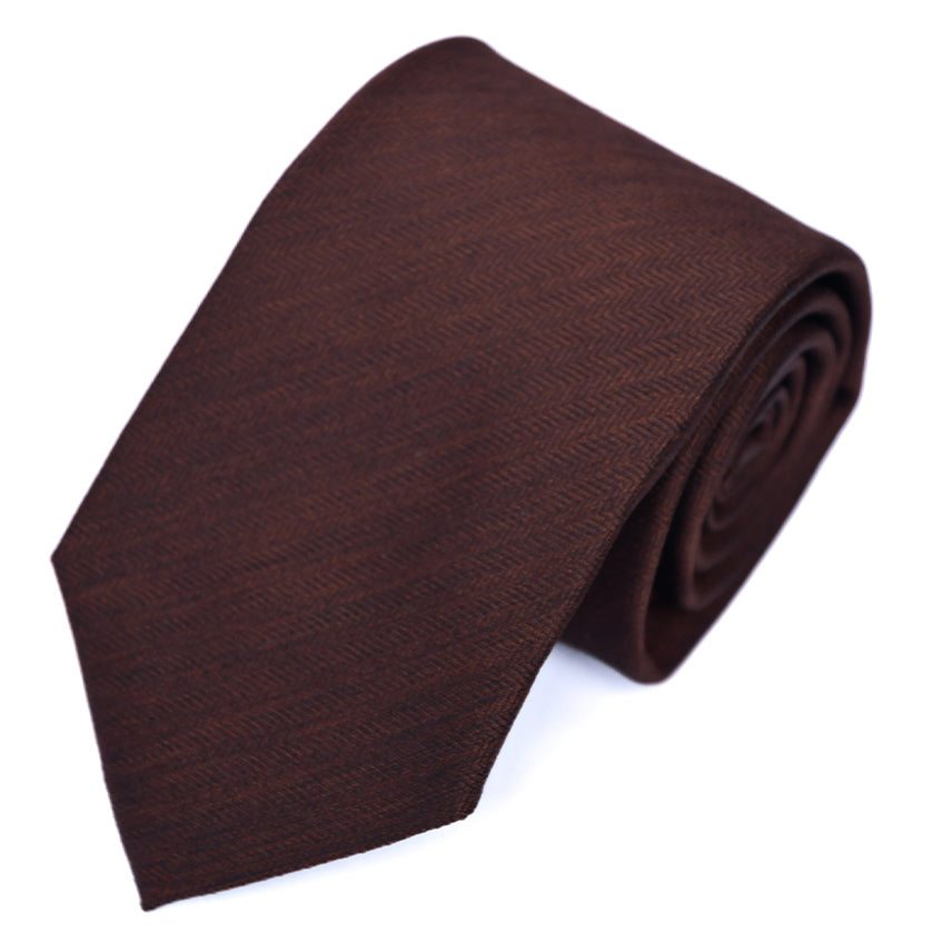 Franco spada (フランコスパダ)ミニヘリンボーン無地ネクタイ:コーヒーブラウン
