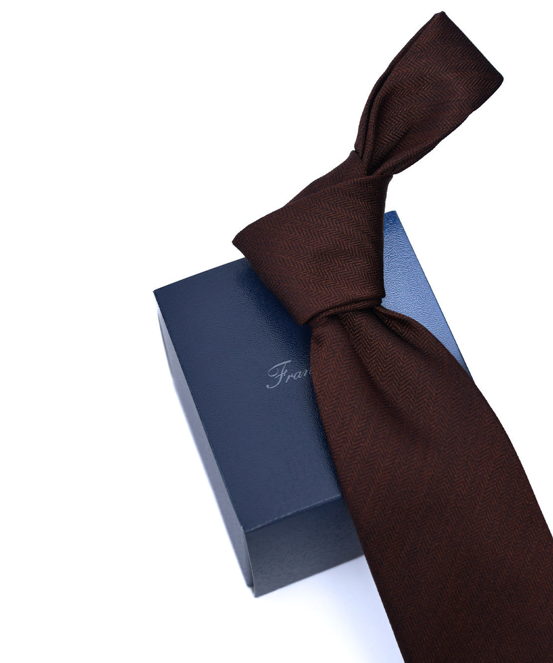 Franco spada (フランコスパダ)ミニヘリンボーン無地ネクタイ:コーヒーブラウン