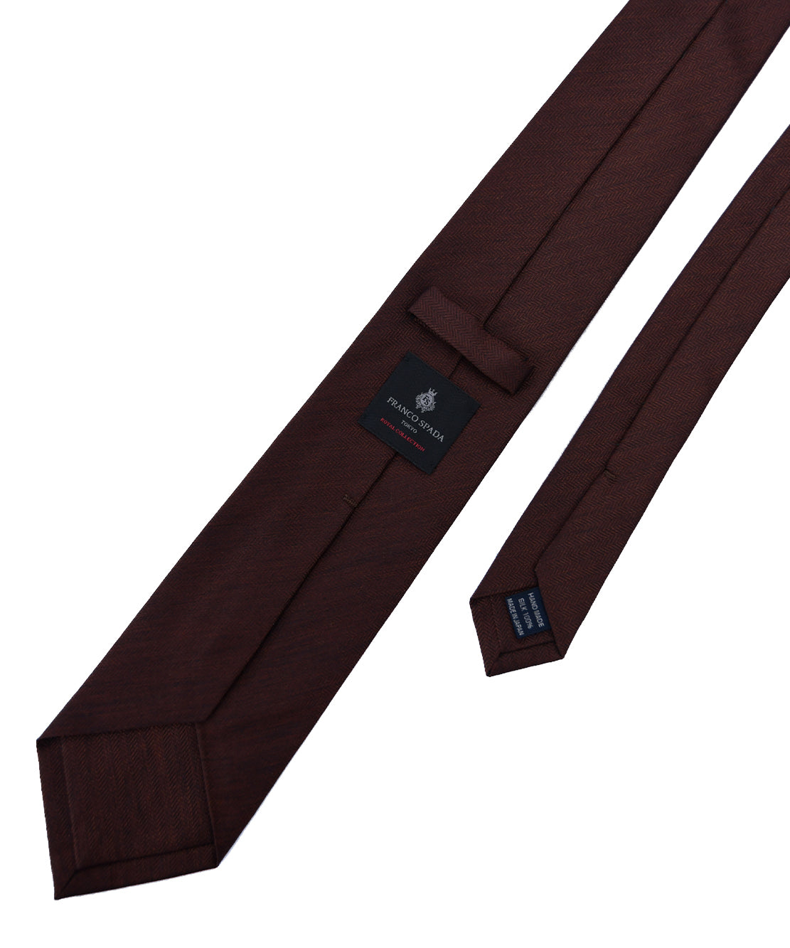 Franco spada (フランコスパダ)ミニヘリンボーン無地ネクタイ:コーヒーブラウン
