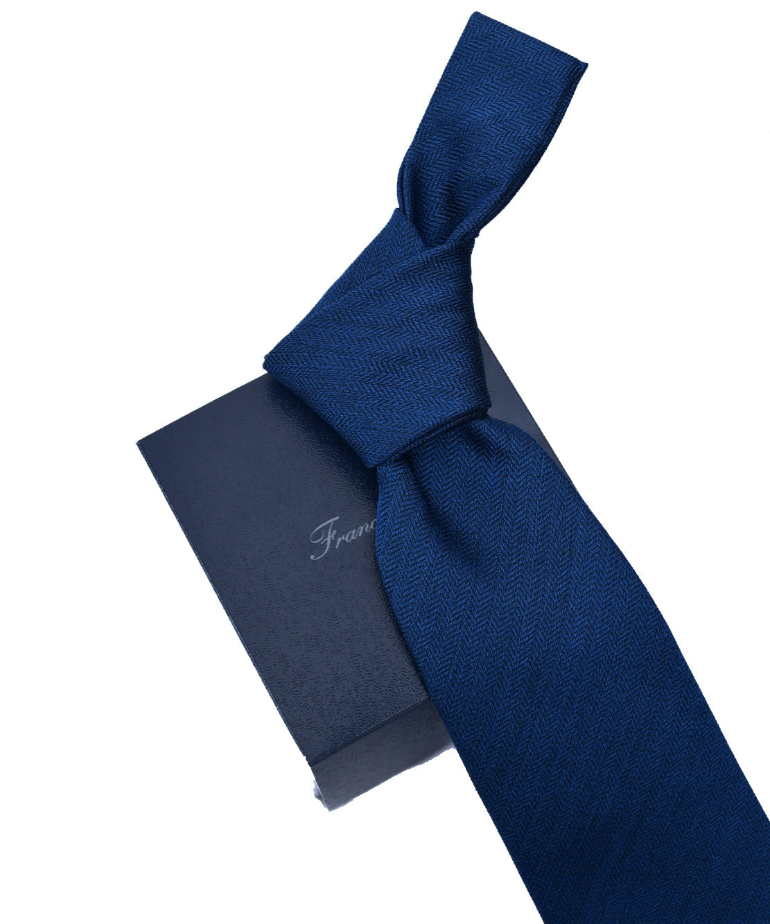 Franco spada (フランコスパダ)ミニヘリンボーン 無地ネクタイ:ロイヤルダークブルー