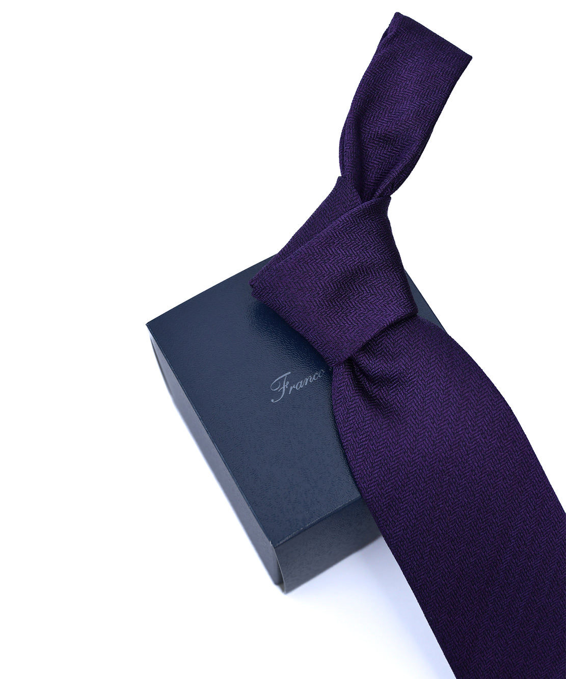 Franco spada (フランコスパダ) ミニヘリンボーン無地ネクタイ:パープル
