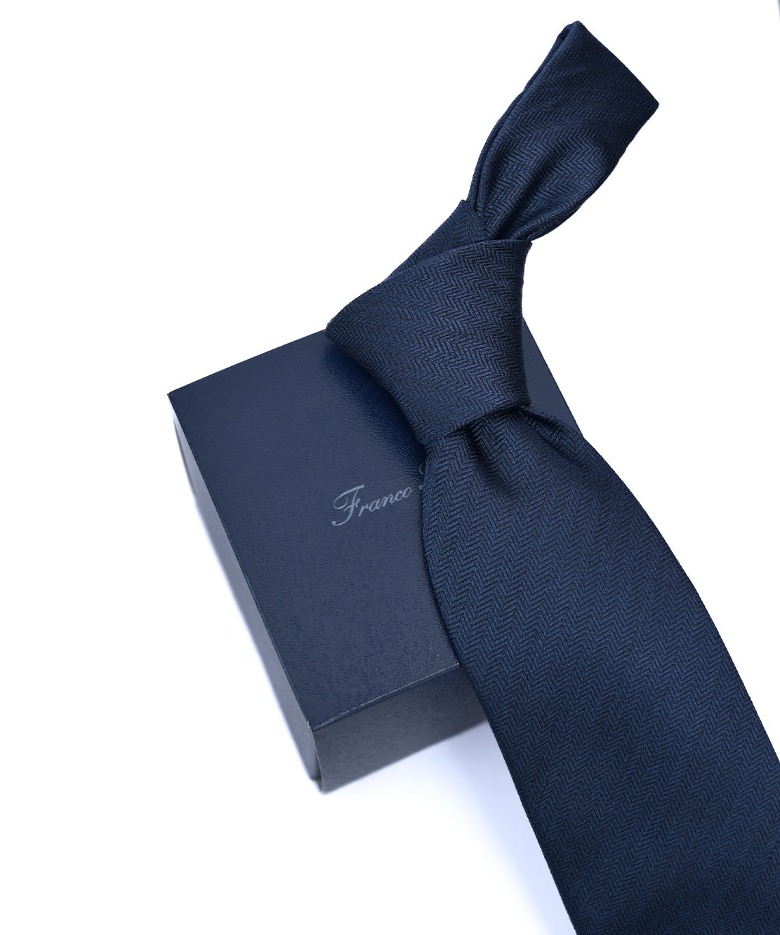 Franco spada (フランコスパダ) ミニヘリンボーン無地ネクタイ:スチールダークグレー
