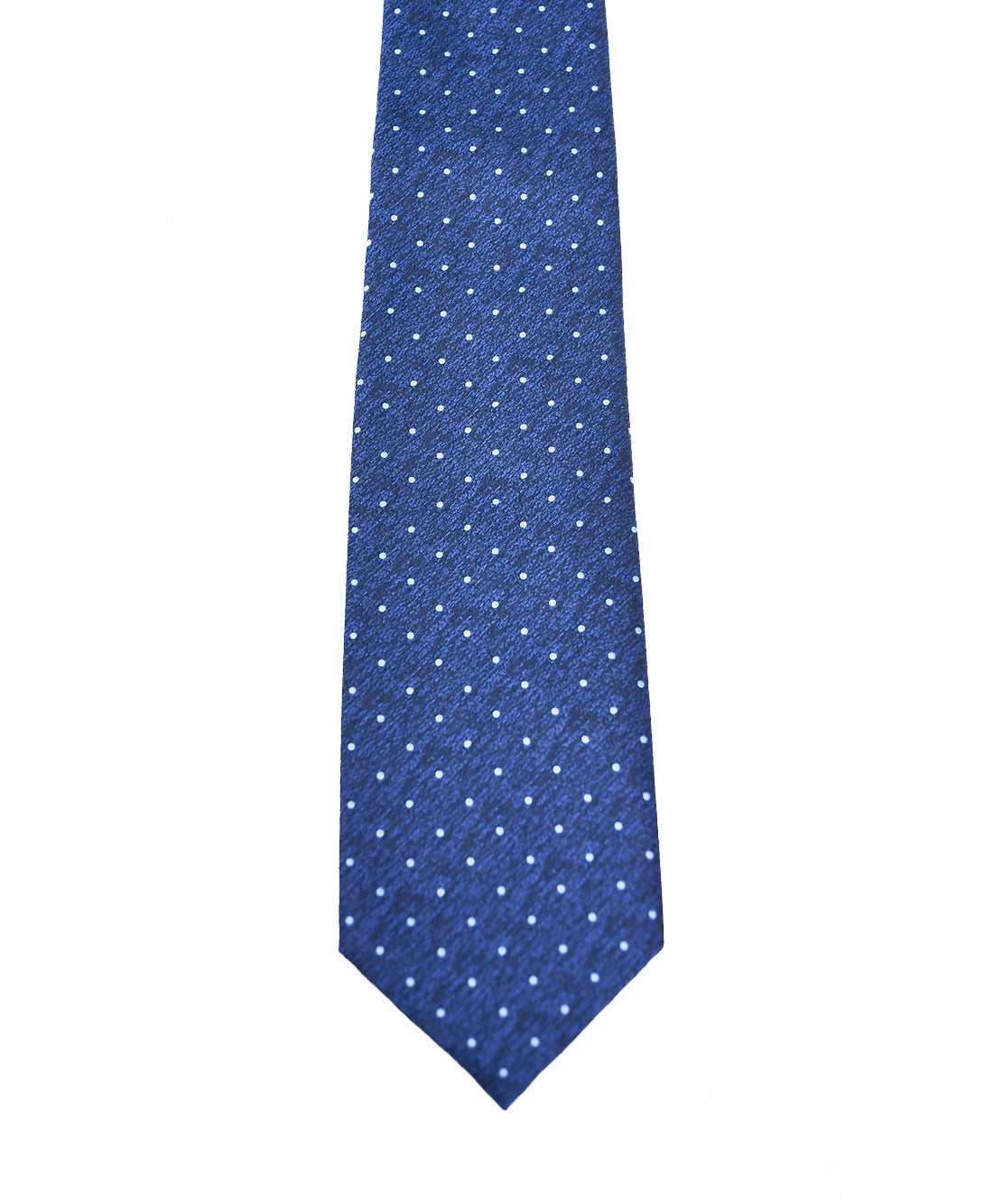 Franco Spada ( フランコスパダ )  ヴィンテージ梨地メランジ調小ドットネクタイ:ネイビー×サックスブルー