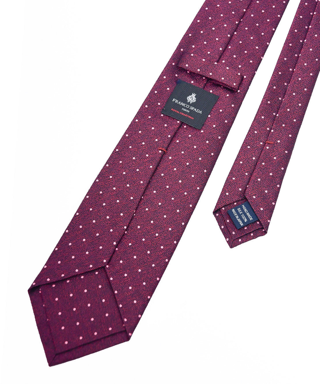 Franco Spada ( フランコスパダ )  ヴィンテージ梨地メランジ調小ドットネクタイ:ボルドー×ピンク