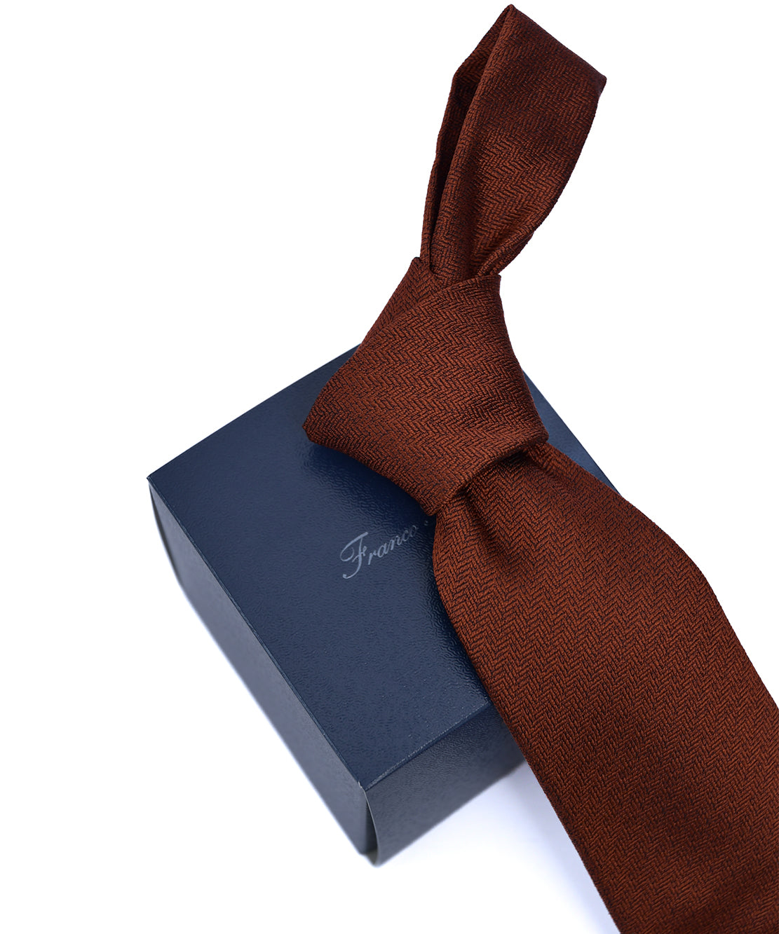 Franco spada (フランコスパダ) ミニヘリンボーン無地ネクタイ:ダスティオレンジ