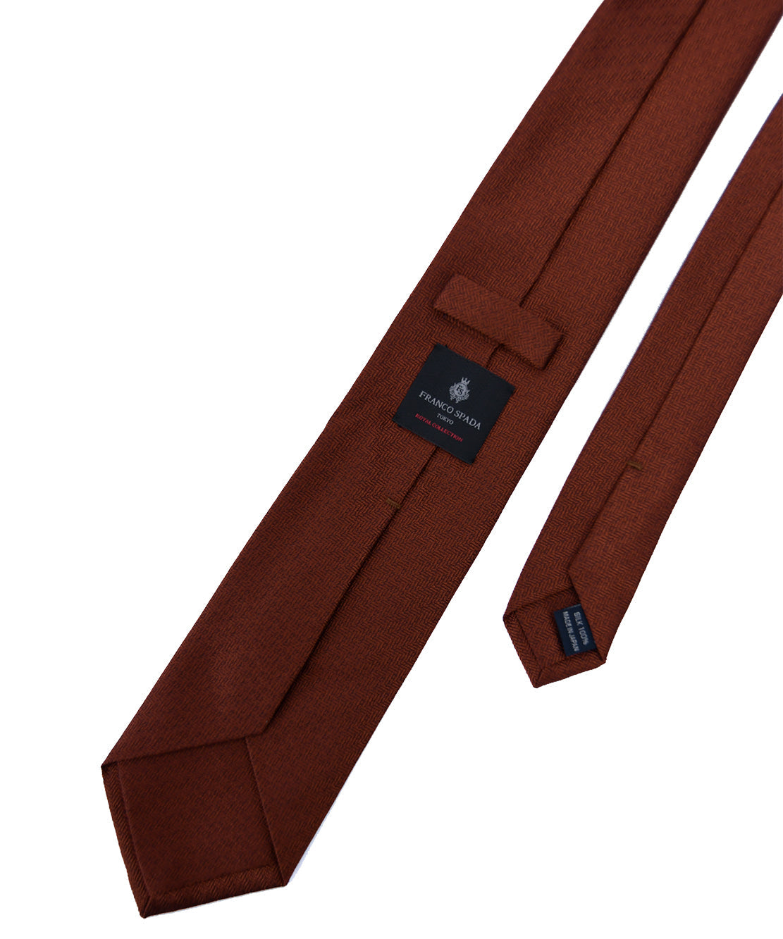 Franco spada (フランコスパダ) ミニヘリンボーン無地ネクタイ:ダスティオレンジ