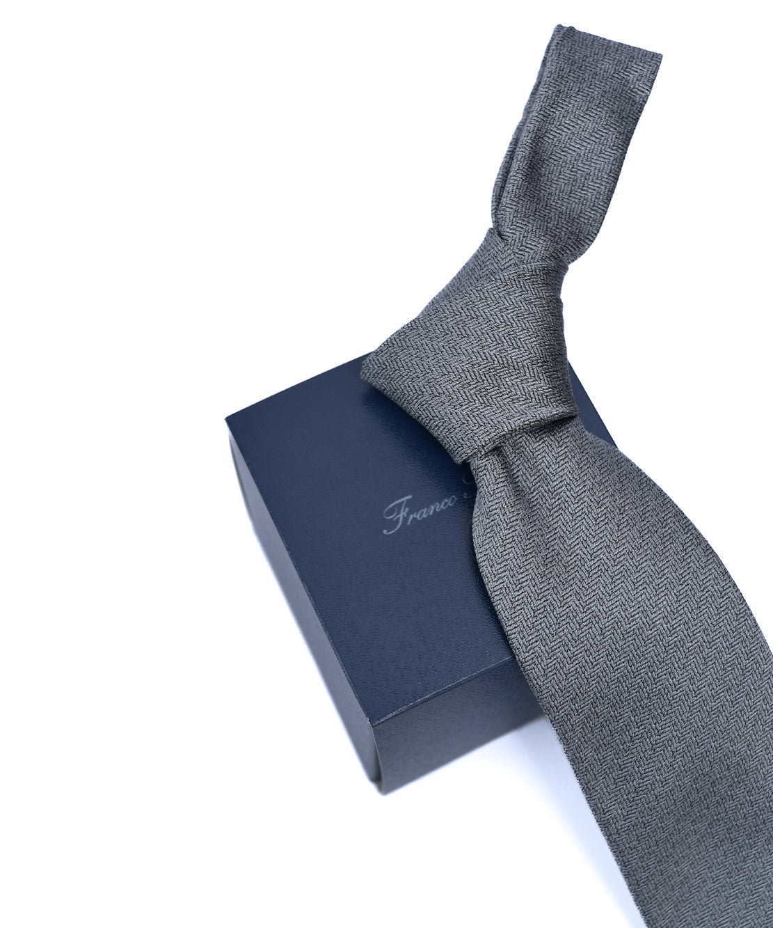 Franco spada (フランコスパダ) ミニヘリンボーン無地ネクタイ:ライトグレー