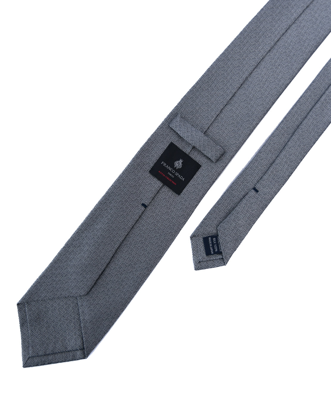 Franco spada (フランコスパダ) ミニヘリンボーン無地ネクタイ:ライトグレー