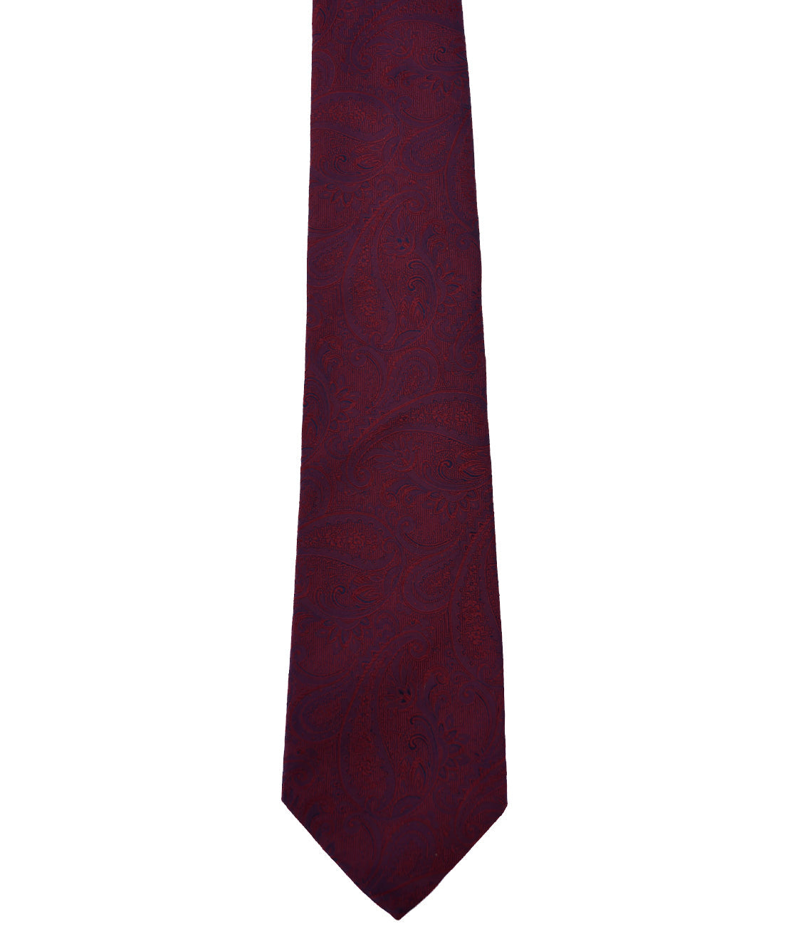 Franco spada ( フランコスパダ ) クラシック更紗ペーズリー無地調ネクタイ:ボルドー