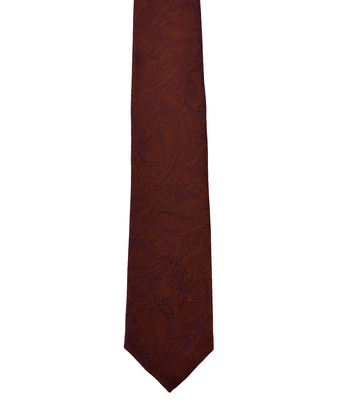 Franco spada (フランコスパダ) クラシック更紗ペーズリー無地調ネクタイ:ダスティオレンジ