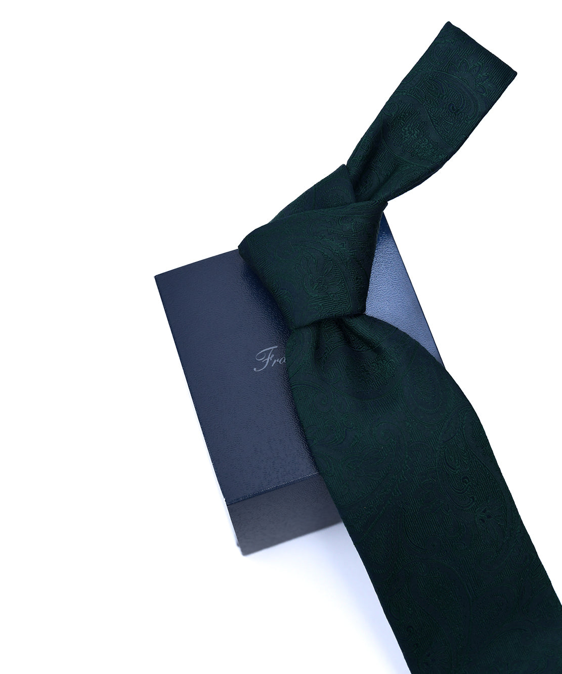 Franco spada ( フランコスパダ ) クラシック更紗ペーズリー無地調ネクタイ:ブリティッシュグリーン