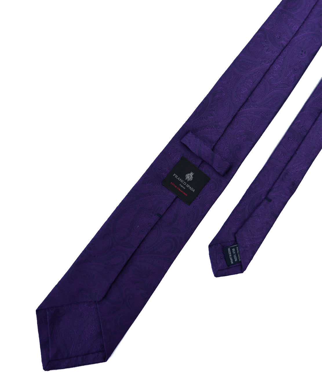 Franco spada ( フランコスパダ ) クラシック更紗ペーズリー無地調ネクタイ:ブリティッシュパープル