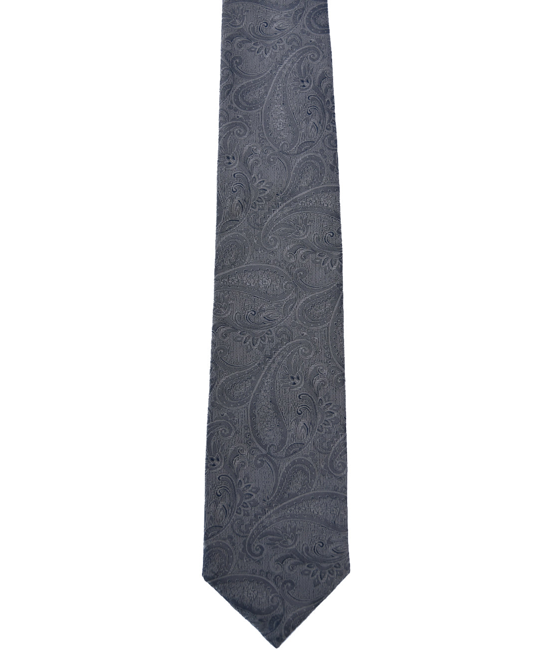 Franco spada (フランコスパダ) クラシック更紗ペーズリー無地調ネクタイ:ライトグレー