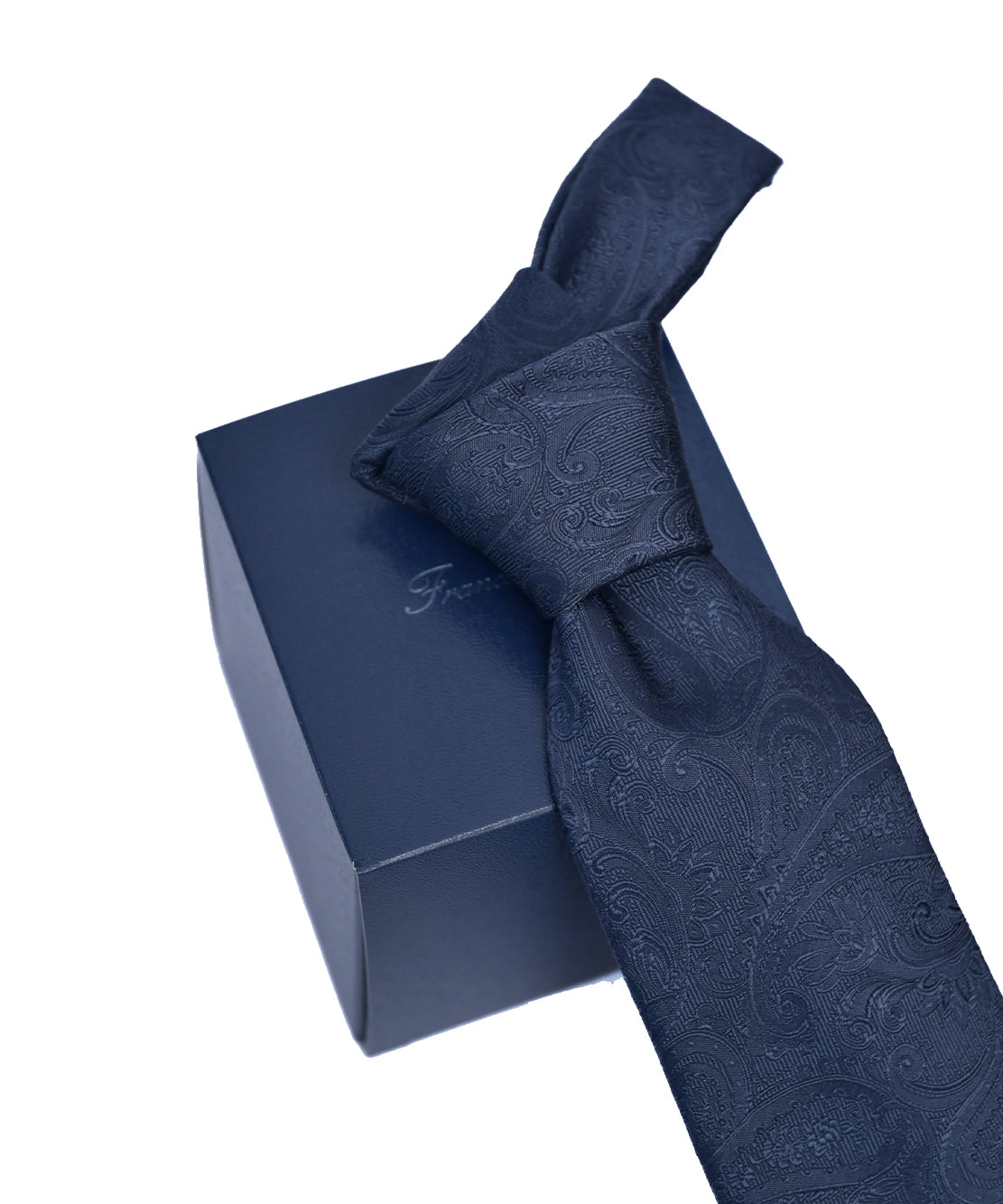 Franco spada ( フランコスパダ ) クラシック更紗ペーズリー無地調ネクタイ:スチールダークグレー