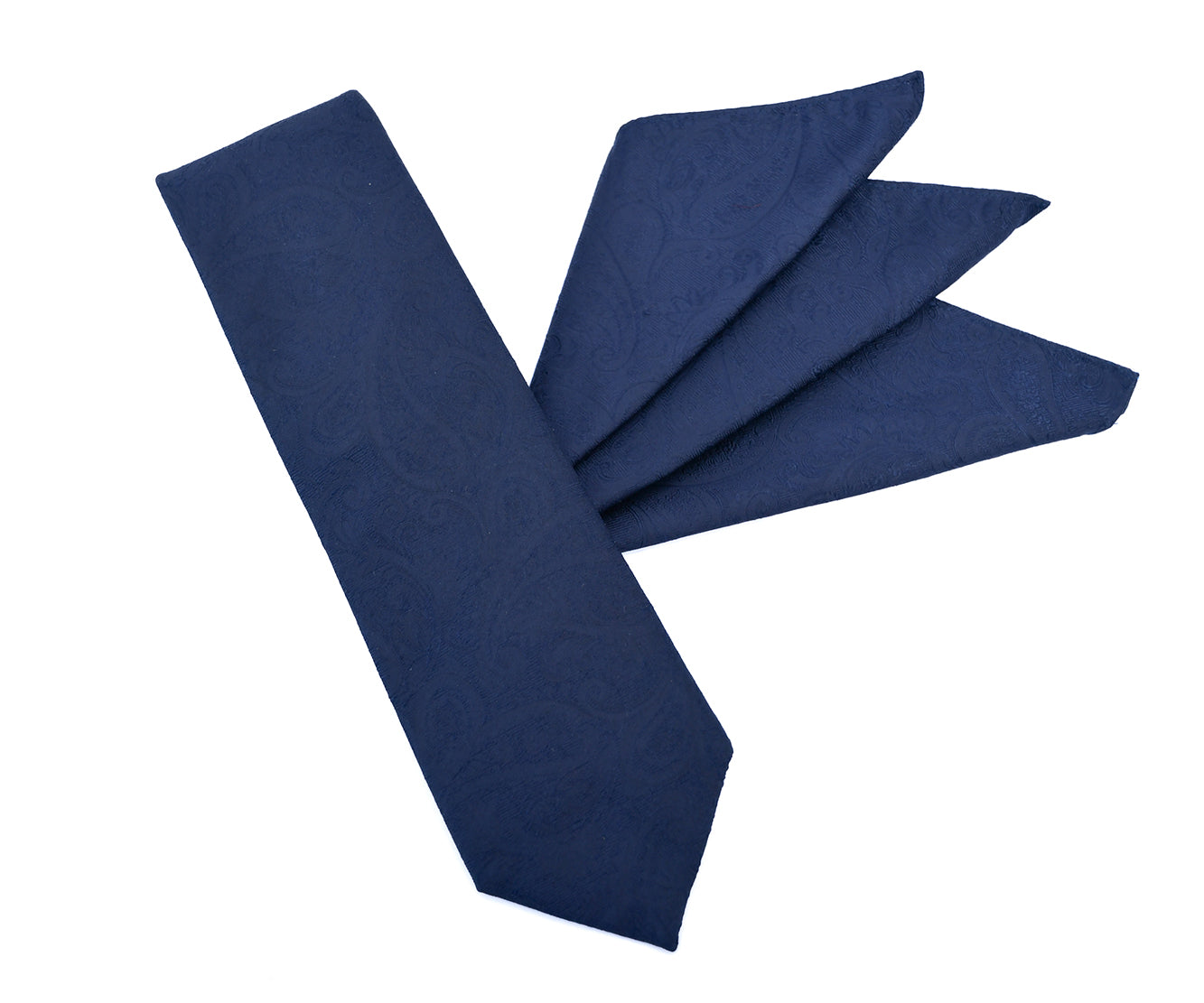 Franco Spada ( フランコスパダ )クラシック更紗ペーズリー無地調ポケットチーフ :ミッドナイトネイビー