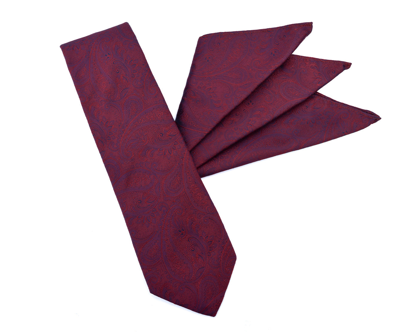 Franco Spada ( フランコスパダ ) クラシック更紗ペーズリー無地調ポケットチーフ:ボルドー