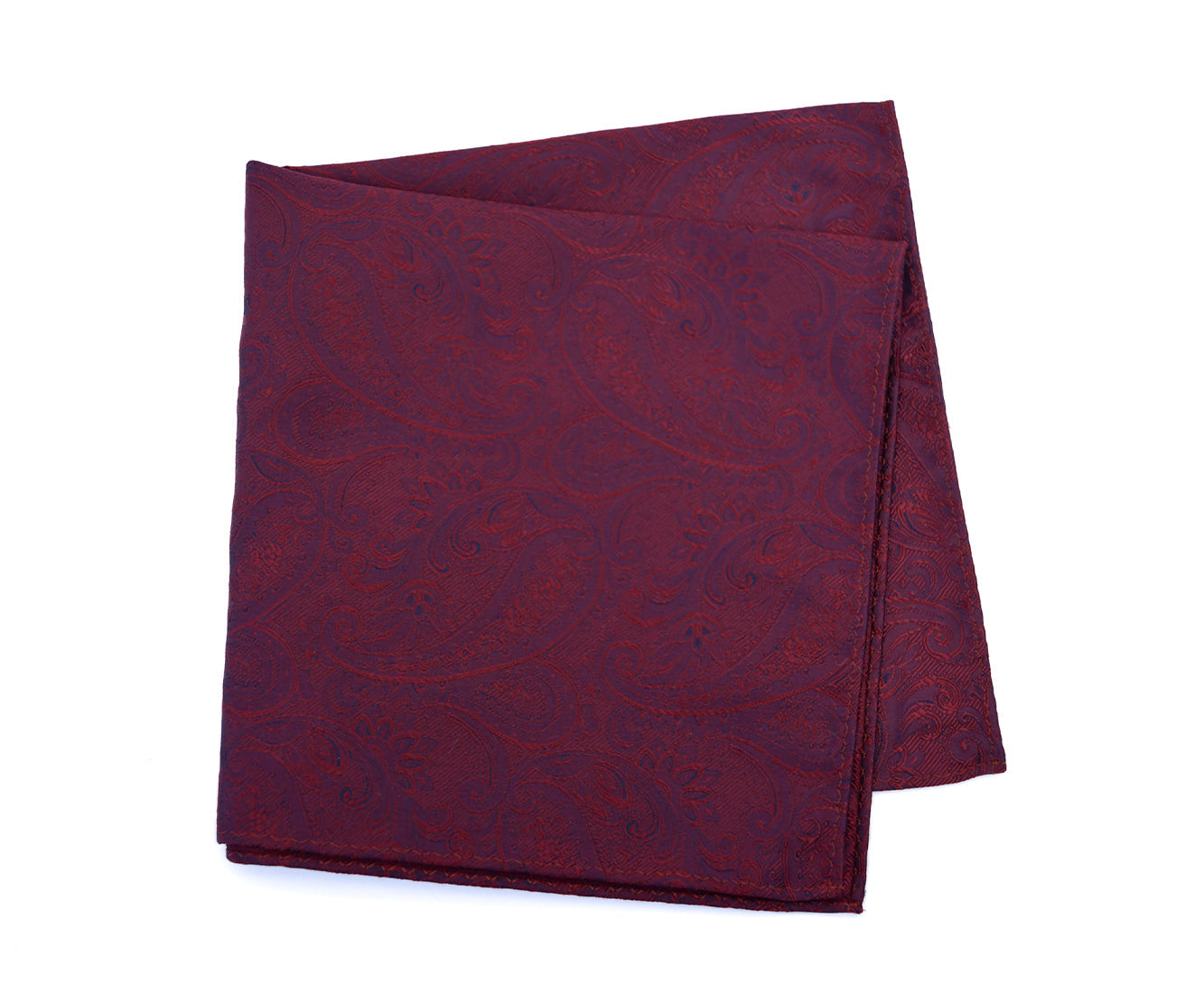 Franco Spada ( フランコスパダ ) クラシック更紗ペーズリー無地調ポケットチーフ:ボルドー