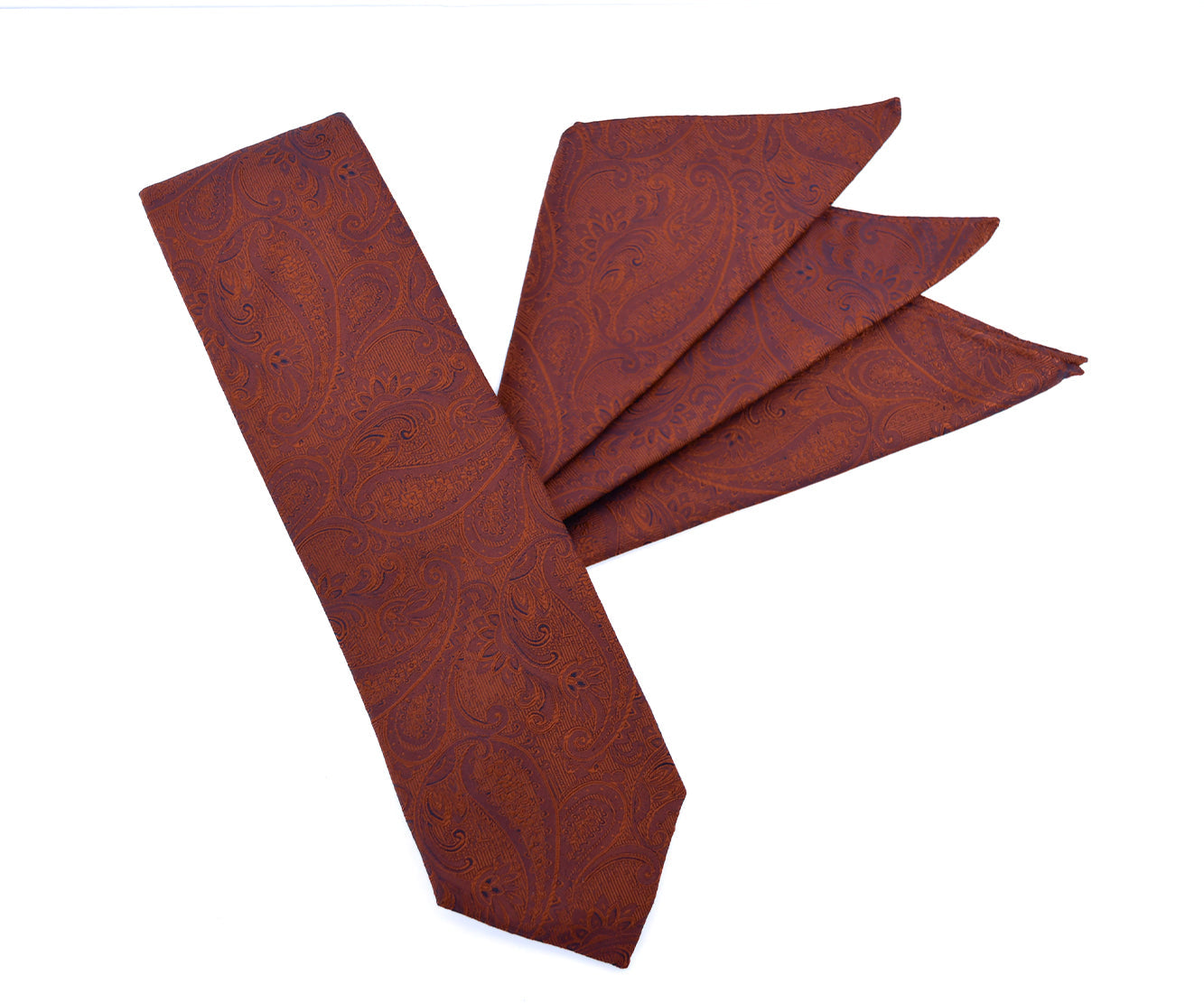 Franco Spada ( フランコスパダ )クラシック更紗ペーズリー無地調ポケットチーフ :ダスティオレンジ