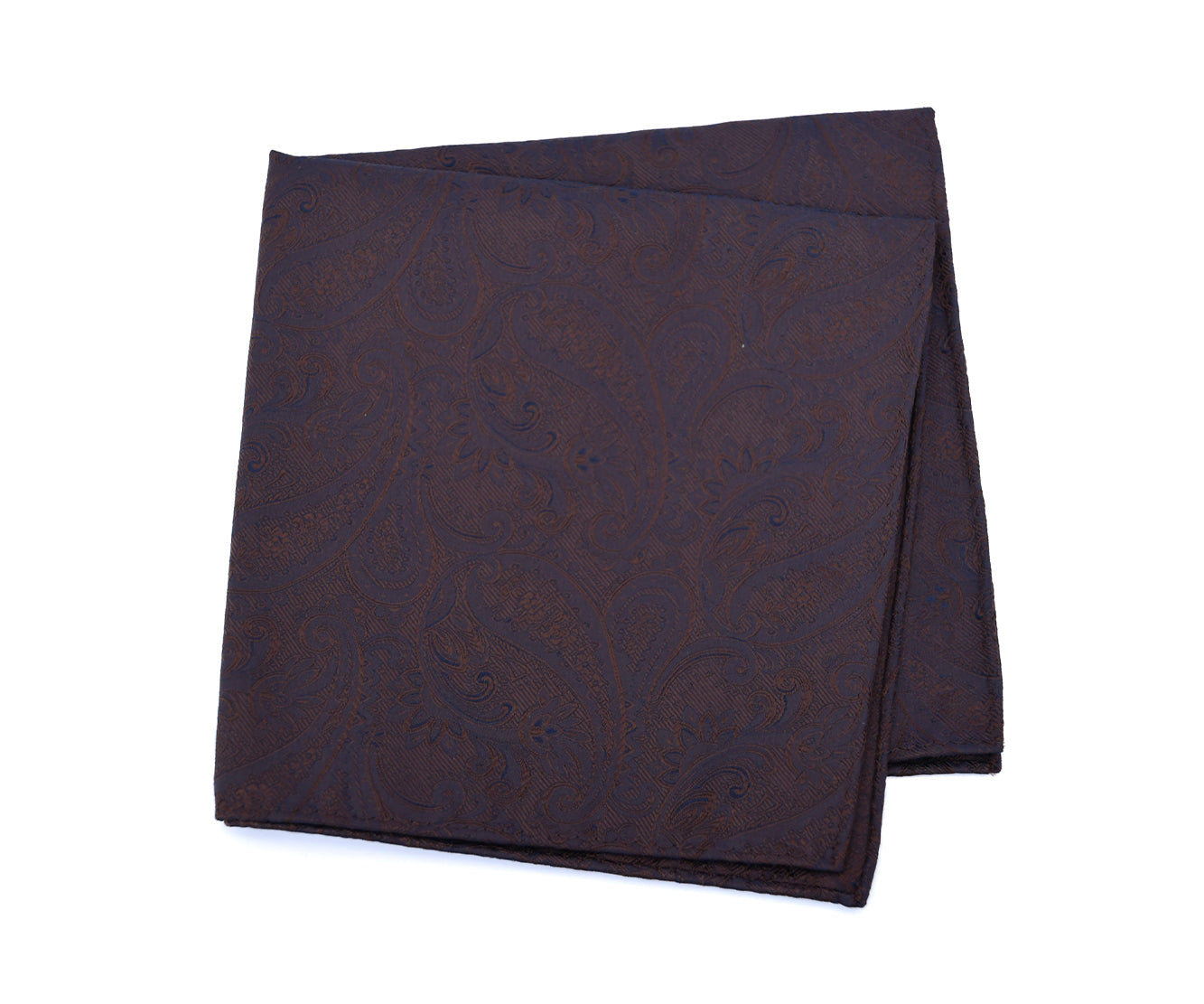 Franco Spada ( フランコスパダ ) クラシック更紗ペーズリー無地調ポケットチーフ:ブラウン